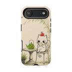 Cute Cat Tea Time iPhone Case | Kawaii Kitten with Apple Design