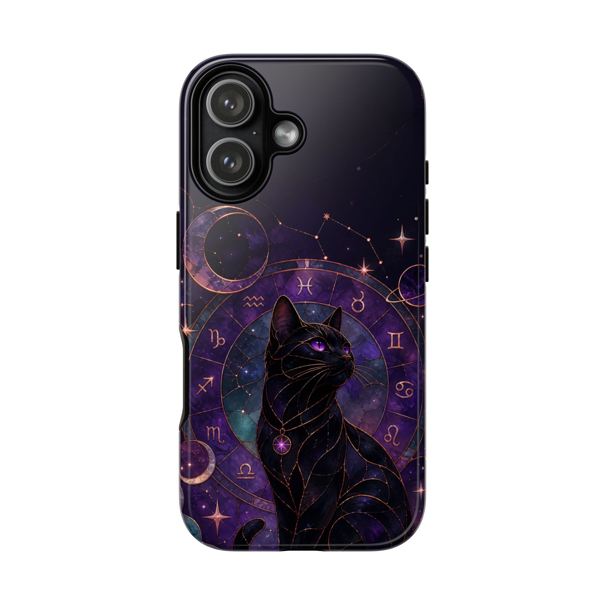 Black Cat Astrology iPhone Case | Zodiac Galaxy iPhone Case