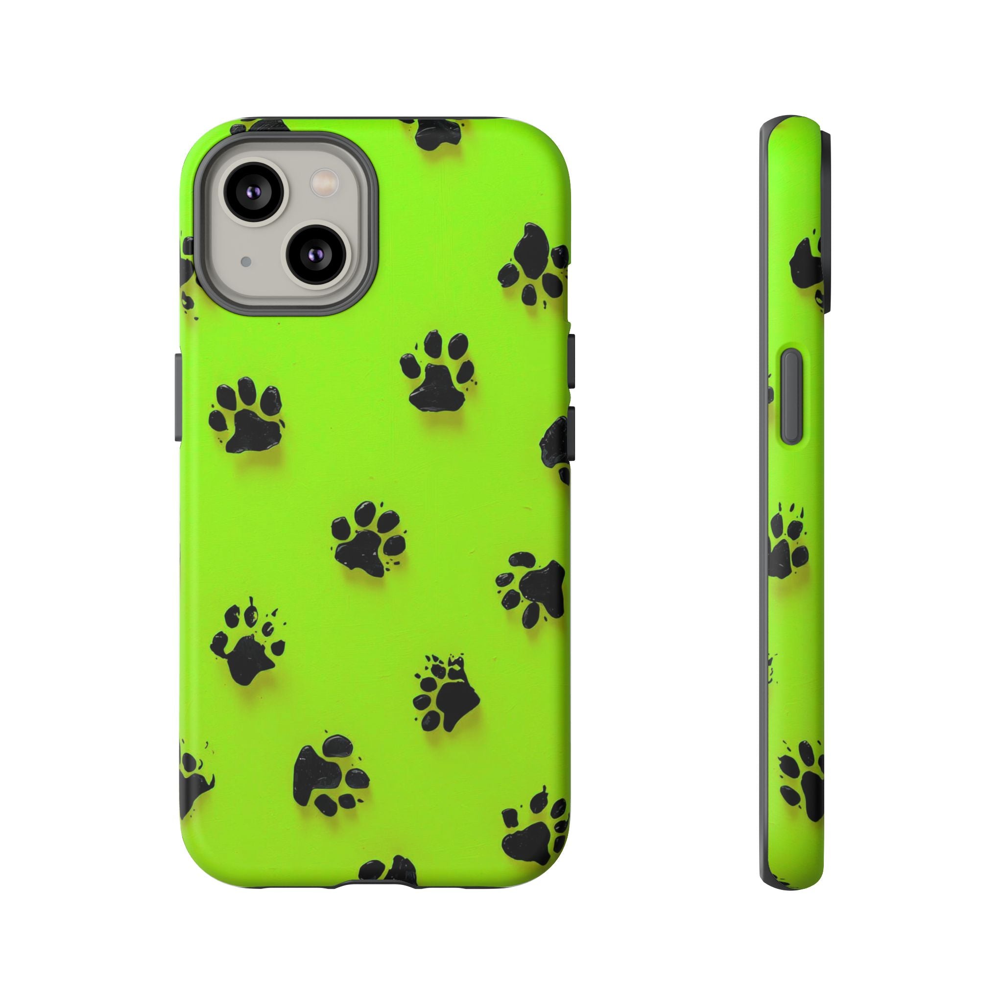 Neon Paw Print Tough Phone Case — Shockproof Pet Lover iPhone Cover