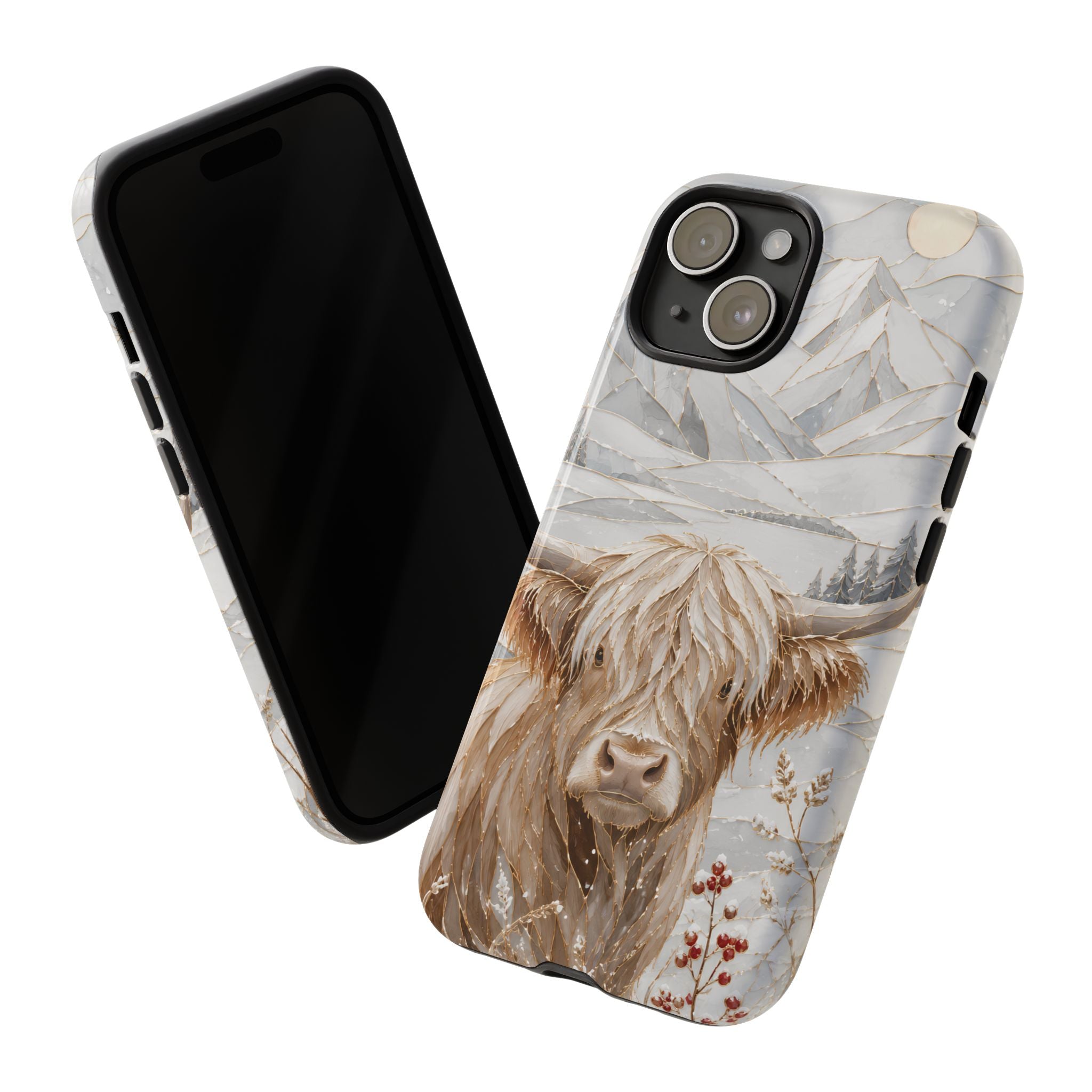 Highland Cow iPhone Case | Stained Glass Mountain Case