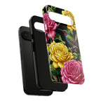 Floral Hummingbird Tough Google Pixel Phone Case | Vibrant Rose & Yellow Garden Protection