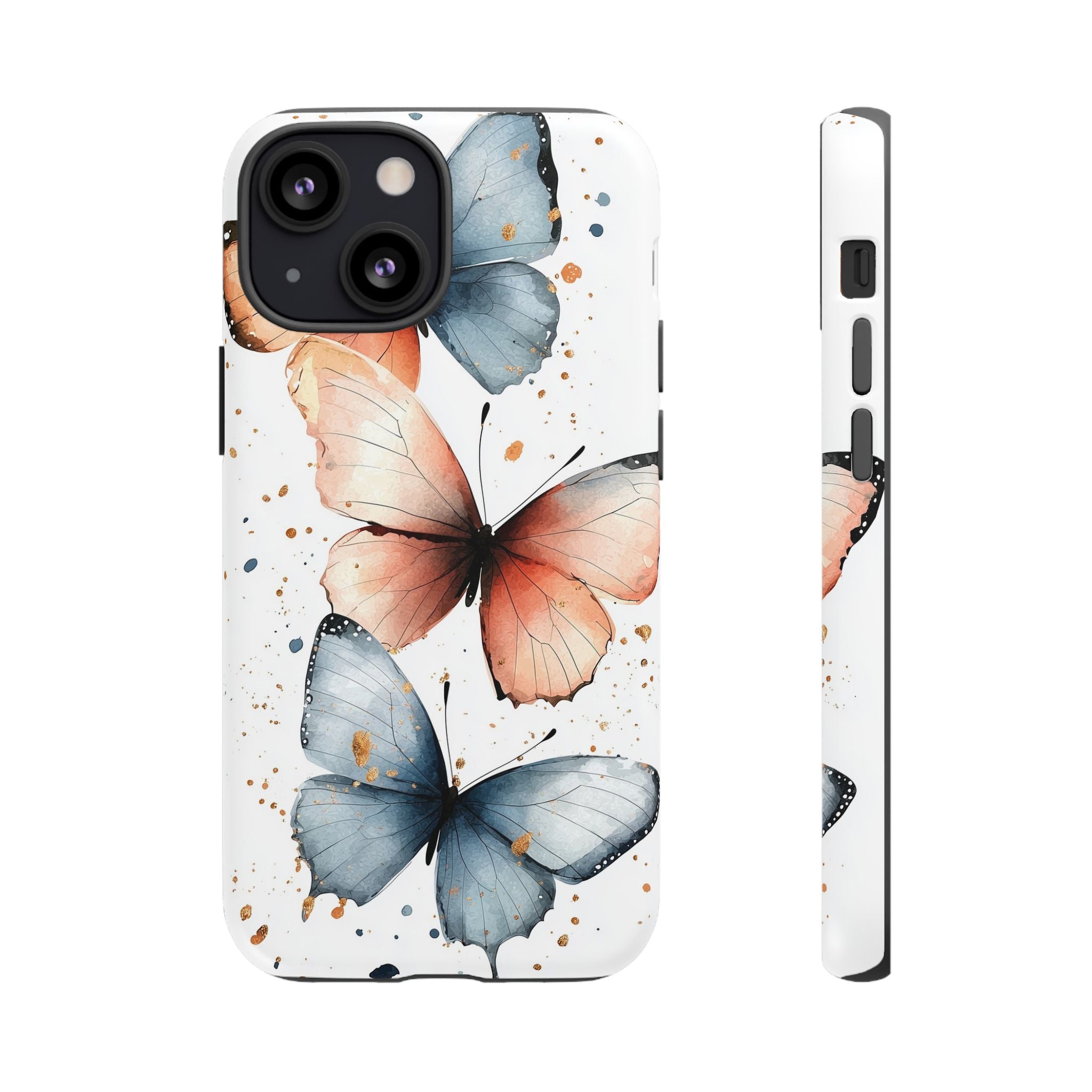 Watercolour Blue & Peach Butterfly Tough iPhone Case
