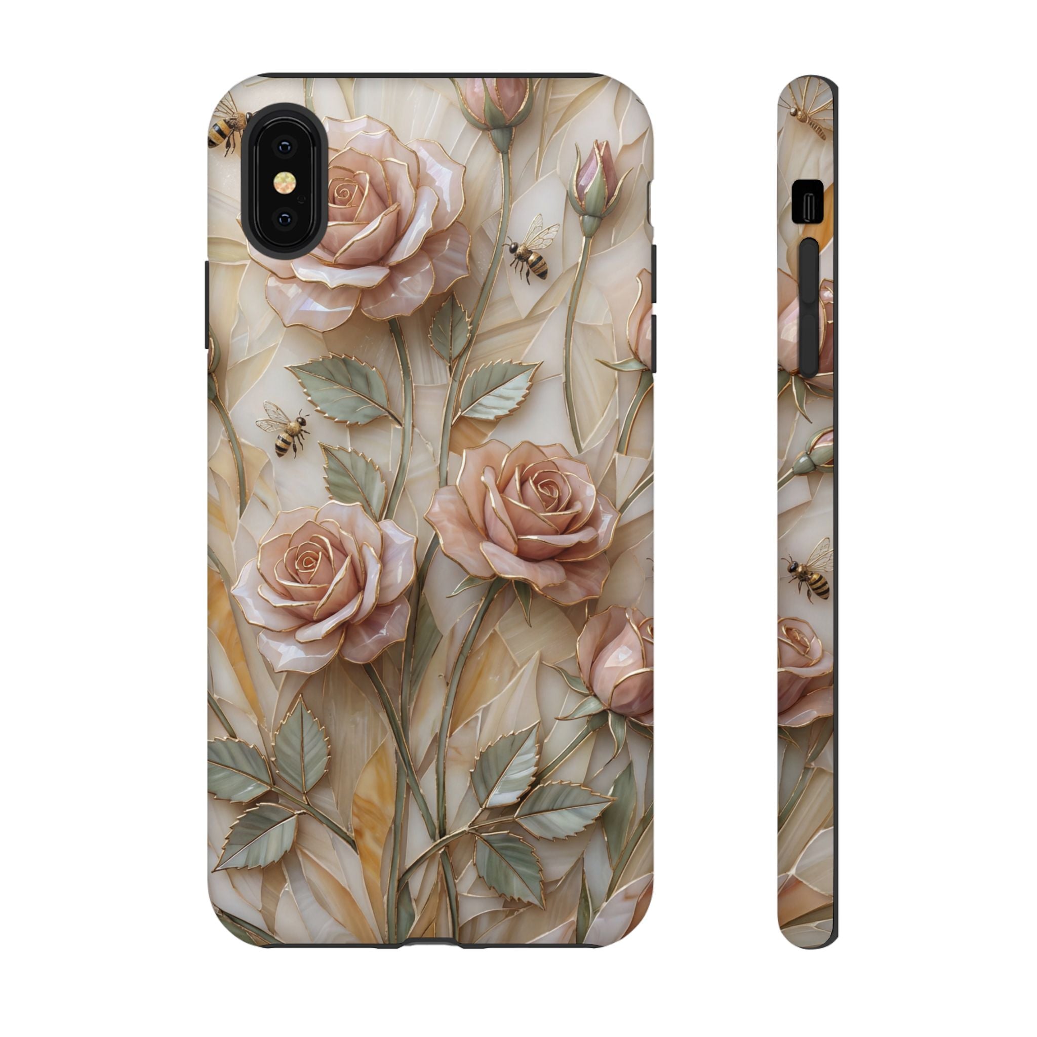 Vintage Blush Rose Floral Tough iPhone Protective Cover