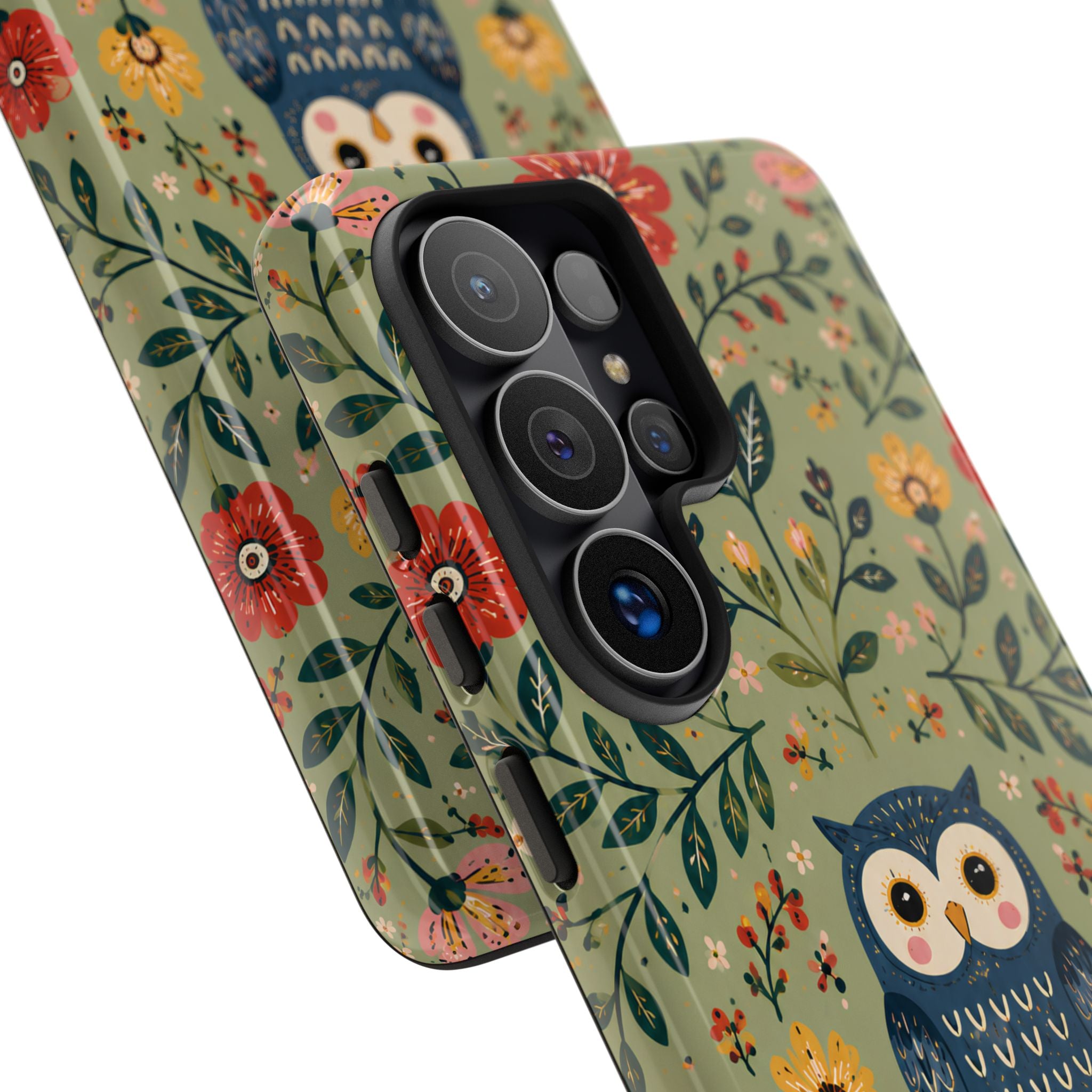 Floral Owl Tough Samsung Phone Case | Cute Botanical Protective Cover