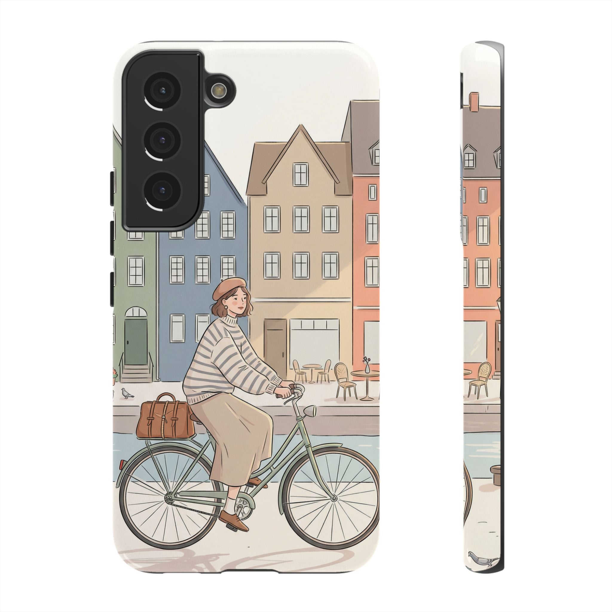 City Bike Samsung Galaxy Phone Case | Cozy European Street Illustration Tough Cases