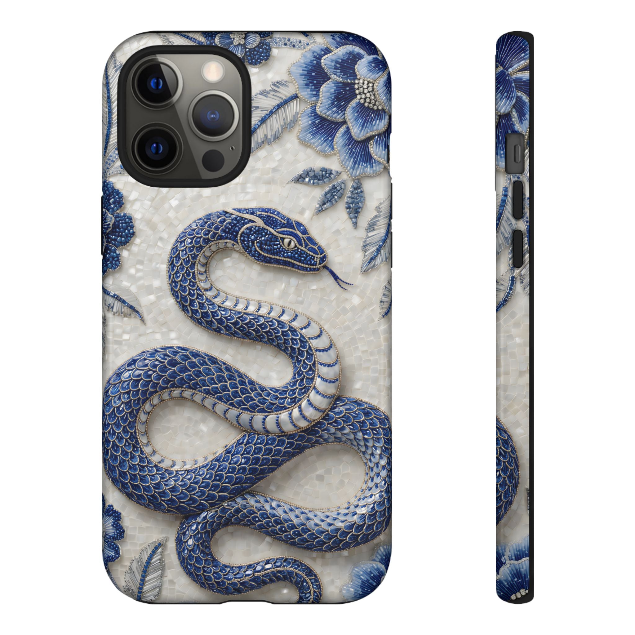 Asian Zodiac Snake iPhone Case | Blue & White Porcelain Slim Shockproof Case | Year of the Snake