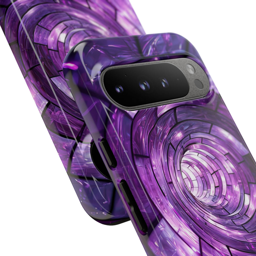 Purple Vortex Tough Google Pixel Case — Abstract Spiral Protective Cover