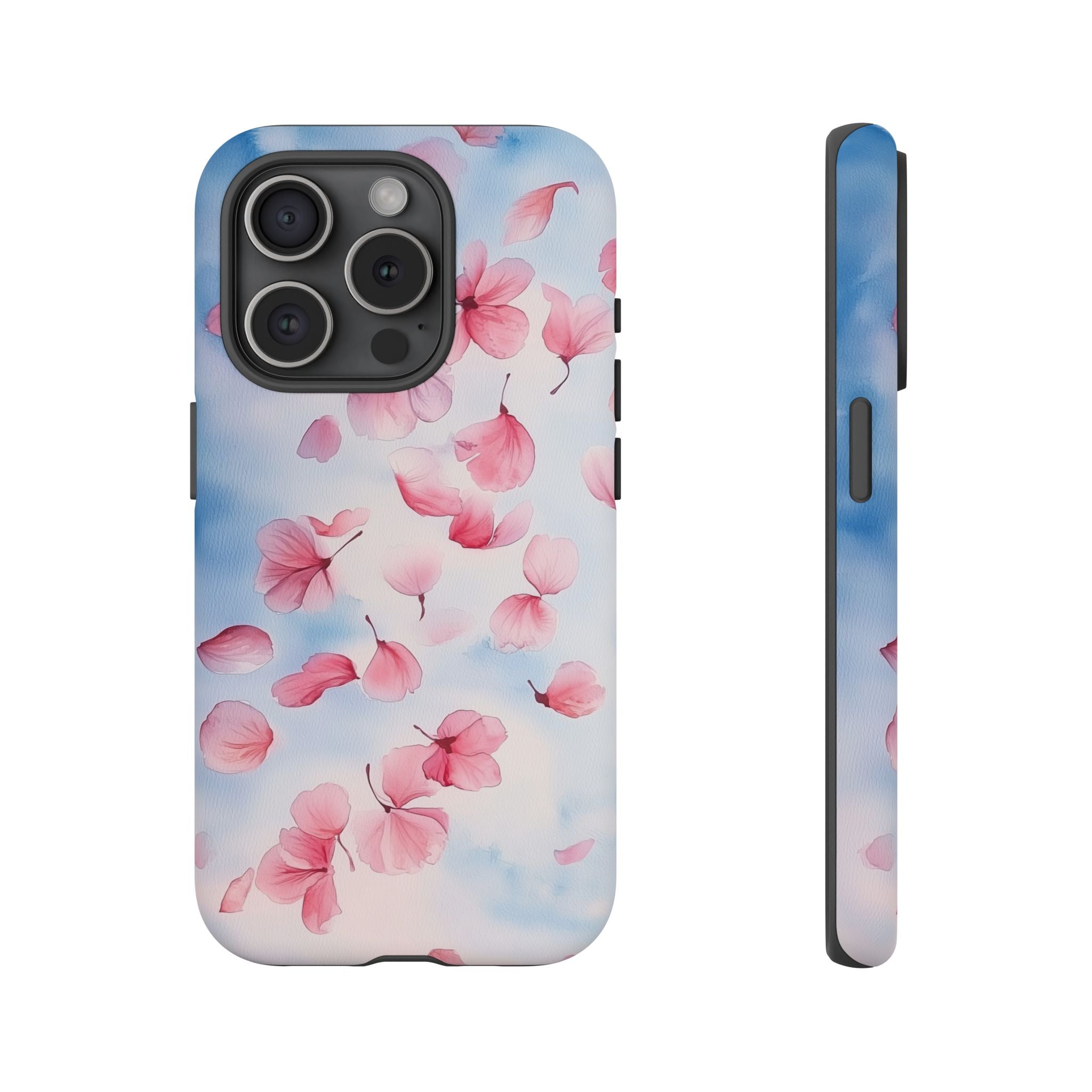 Floral Petal Tough iPhone Case | Pink Falling Blossoms