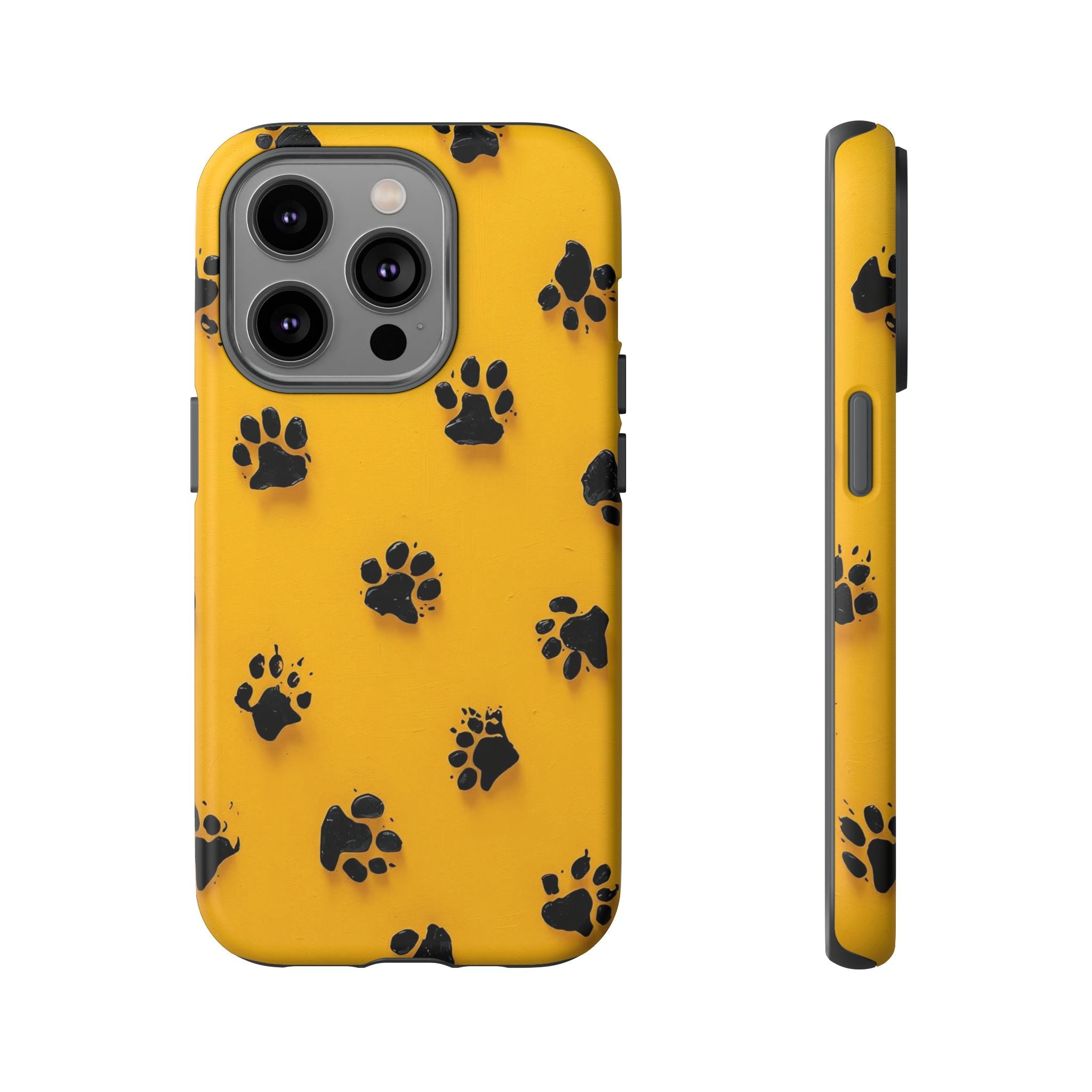 Yellow Paw Print Tough iPhone Case — Protective Dog & Cat Lover Cover