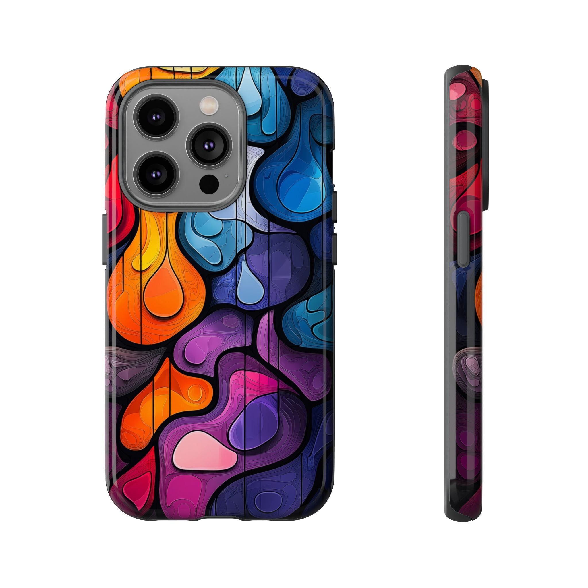 Abstract Colourful Drop iPhone Case — Vibrant Stained-Glass