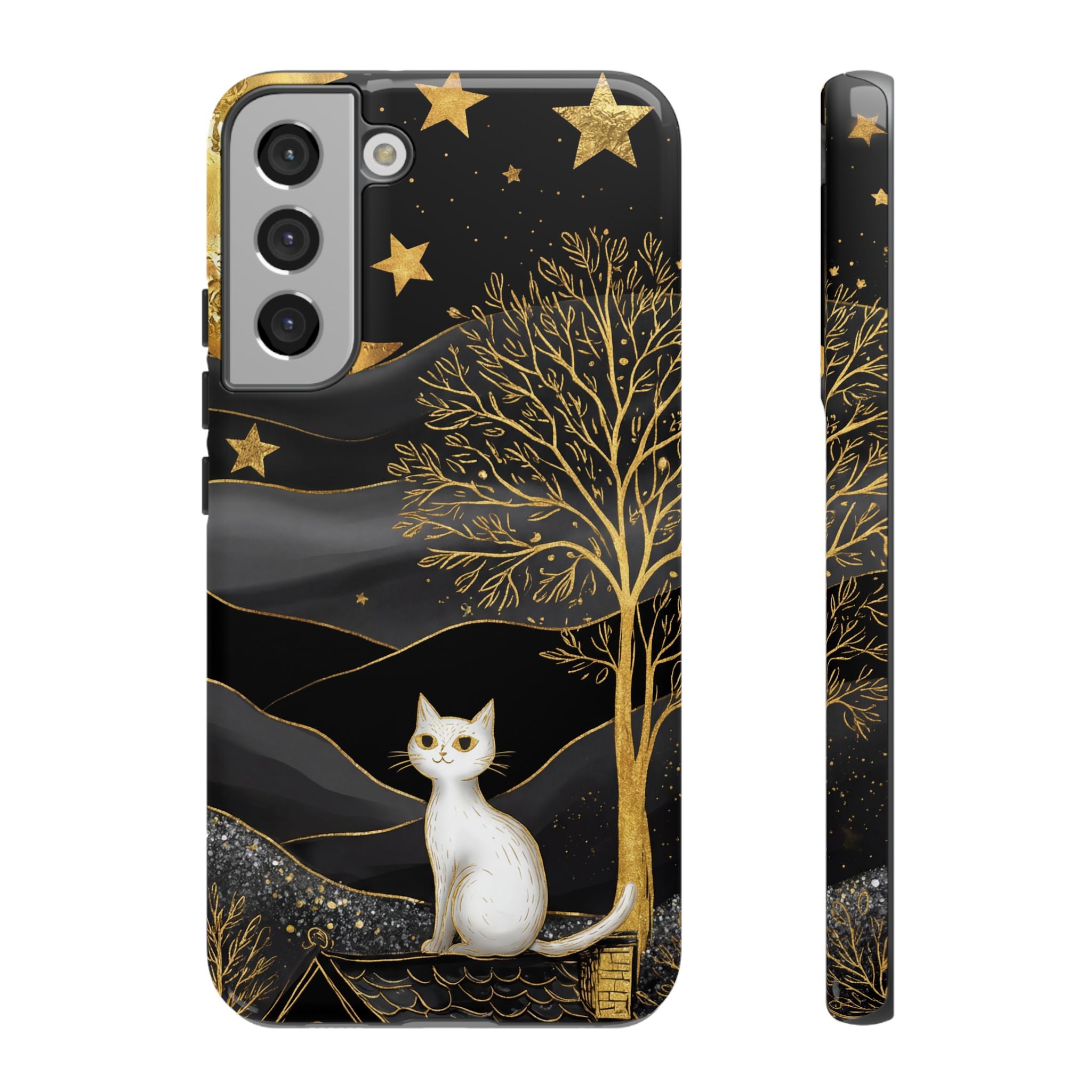 Gold Moon & Celestial Cat Samsung Galaxy Case
