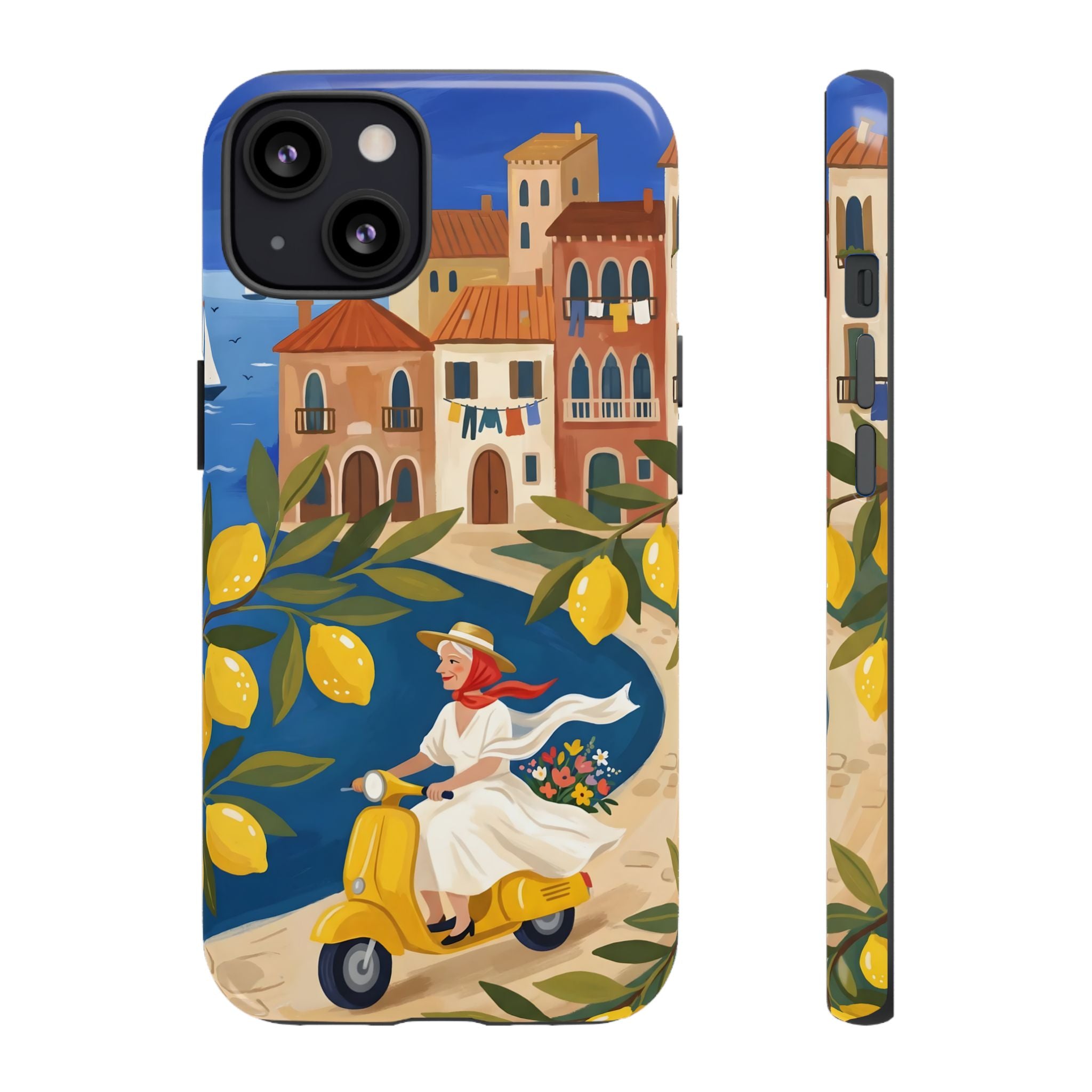 Lemon Coast Scooter iPhone Case | Mediterranean Vespa Travel Design