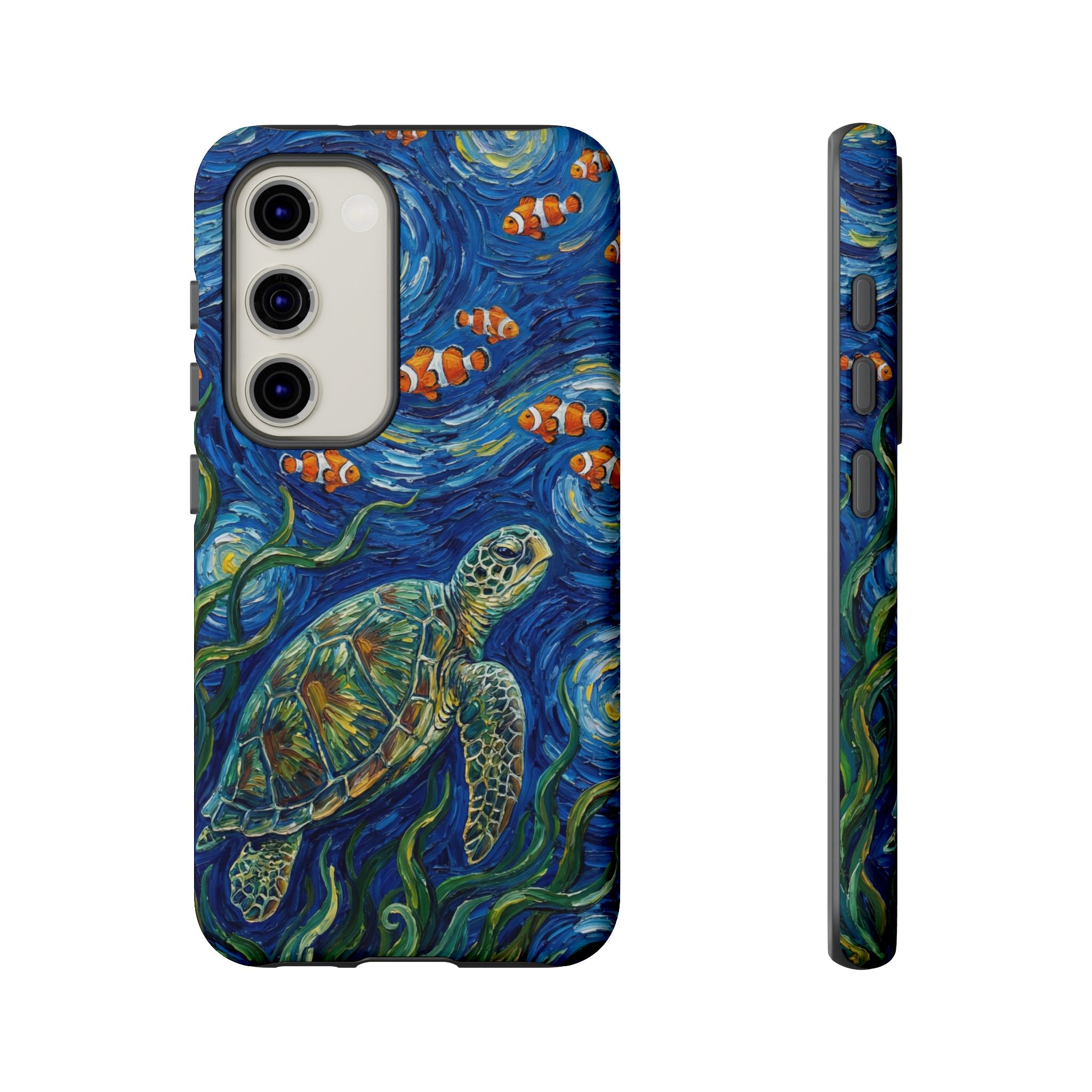 Sea Turtle & Clownfish Tough Samsung Galaxy Case | Van Gogh Style Ocean Art