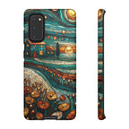 Artistic Sunset Cottage Samsung Galaxy Case | Whimsical Floral Landscape Protective Cover