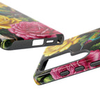 Floral Hummingbird Tough Samsung Galaxy Phone Case | Vibrant Rose & Yellow Garden Protection
