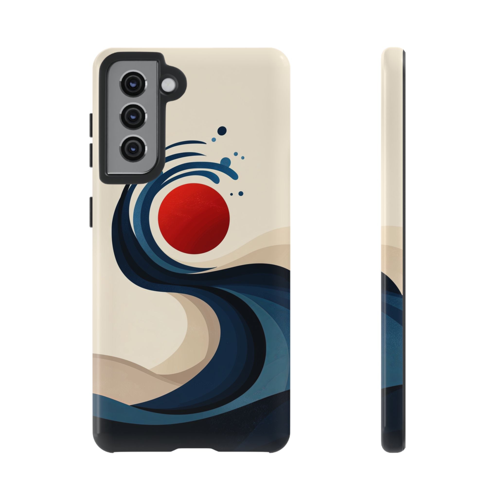 Abstract Wave Samsung Galaxy Case | Red Sun Ocean Art