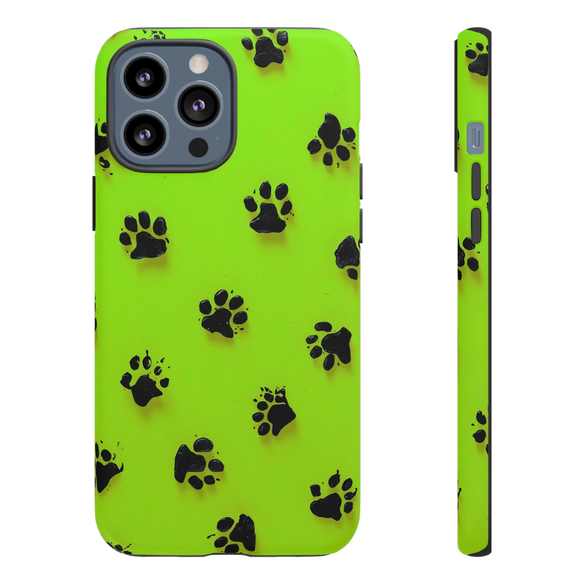 Neon Paw Print Tough Phone Case — Shockproof Pet Lover iPhone Cover