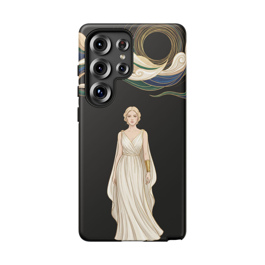 Art Nouveau Goddess Samsung Galaxy Phone Case | Elegant Woman Illustration on Black
