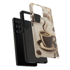 Coffee Mosaic Samsung Galaxy Phone Case - Steaming Cup Cafe Design