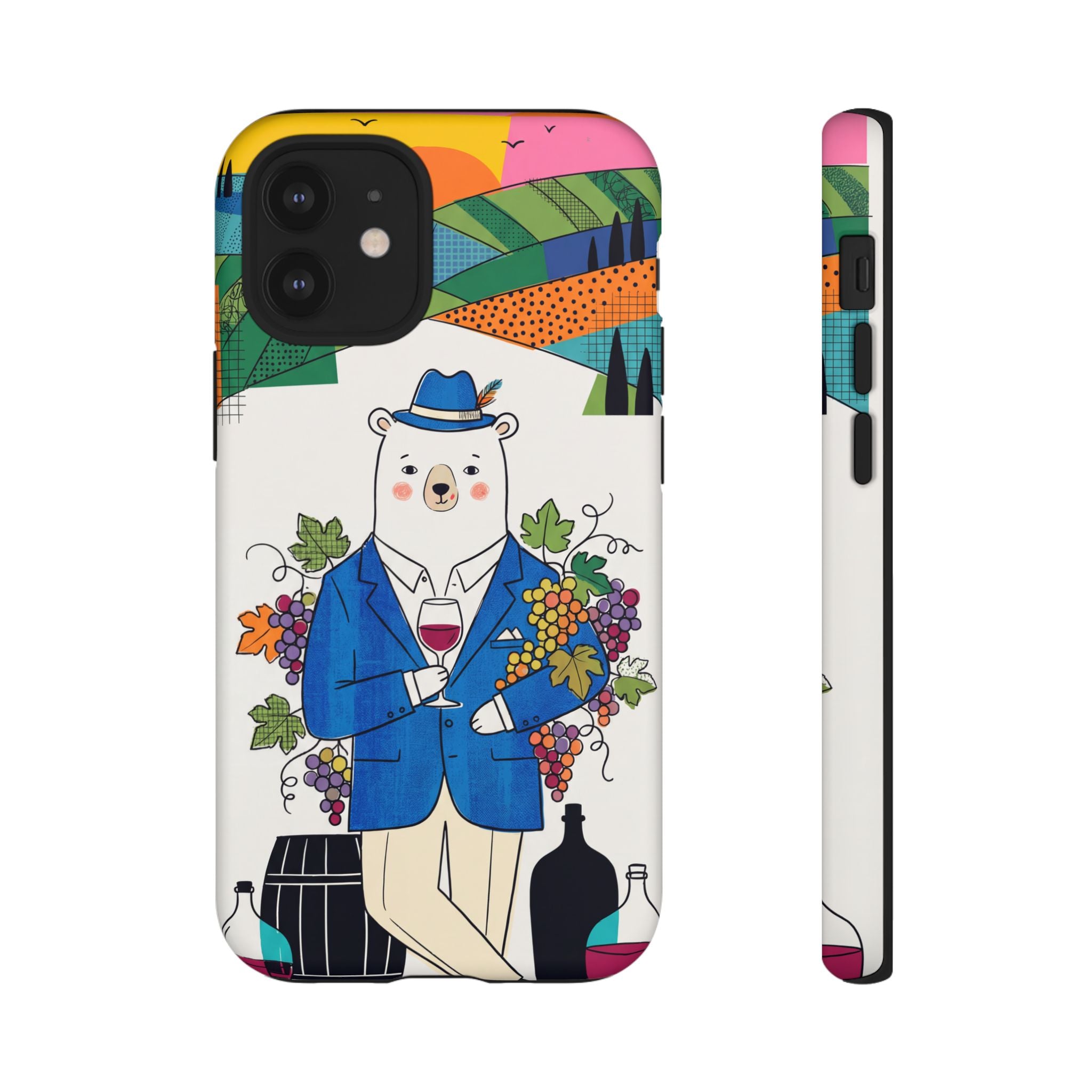 Dapper Polar Bear Wine Lover Illustrated Protective iPhone Case
