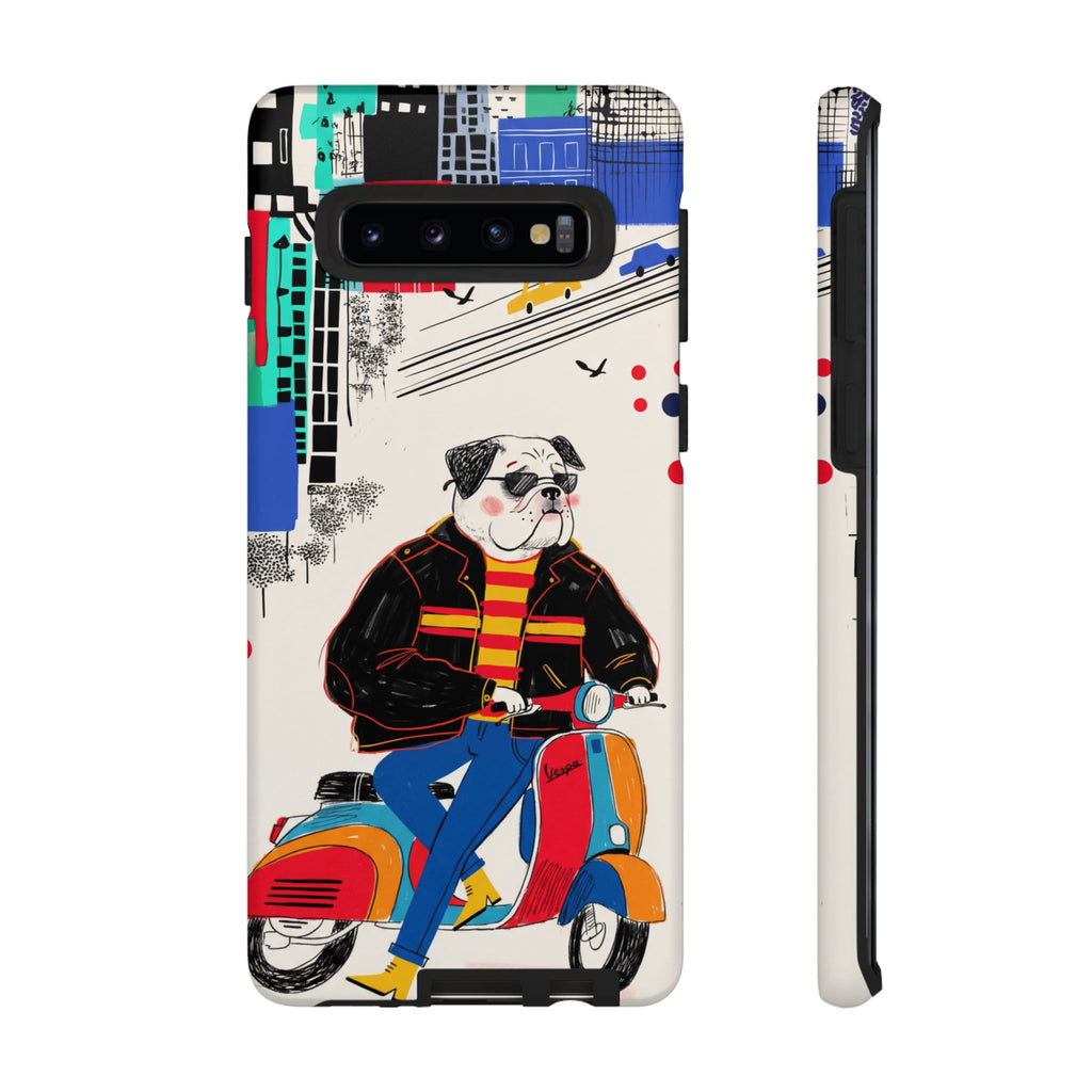Bulldog Vespa Samsung Galaxy Phone Case | Retro Scooter Dog Protective Cover