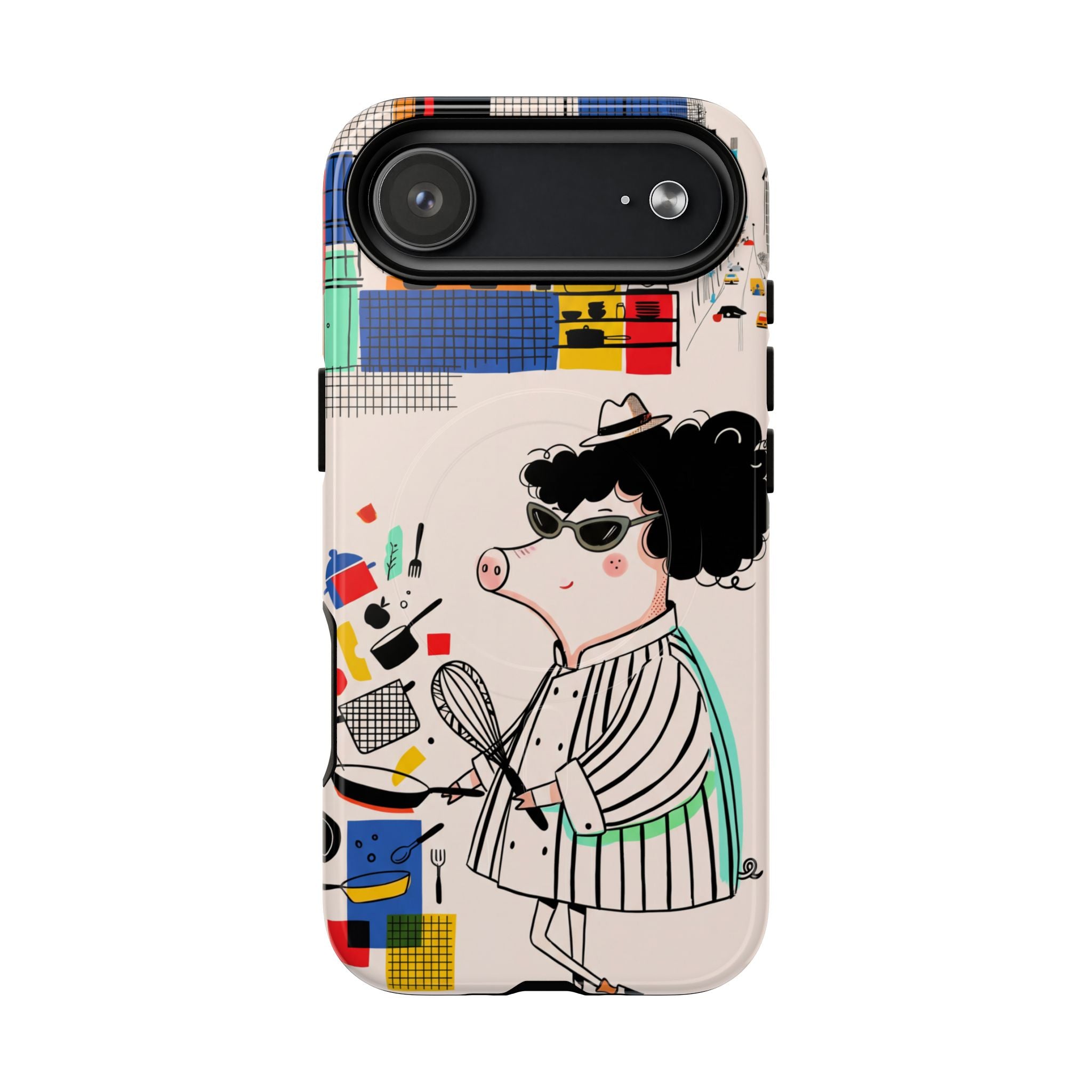 Cute Chef Pig MagSafe iPhone Case | Quirky Cartoon Kitchen Art Tough Case