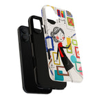 Art Gallery Illustration MagSafe iPhone Case | Cute Woman with Frames Design