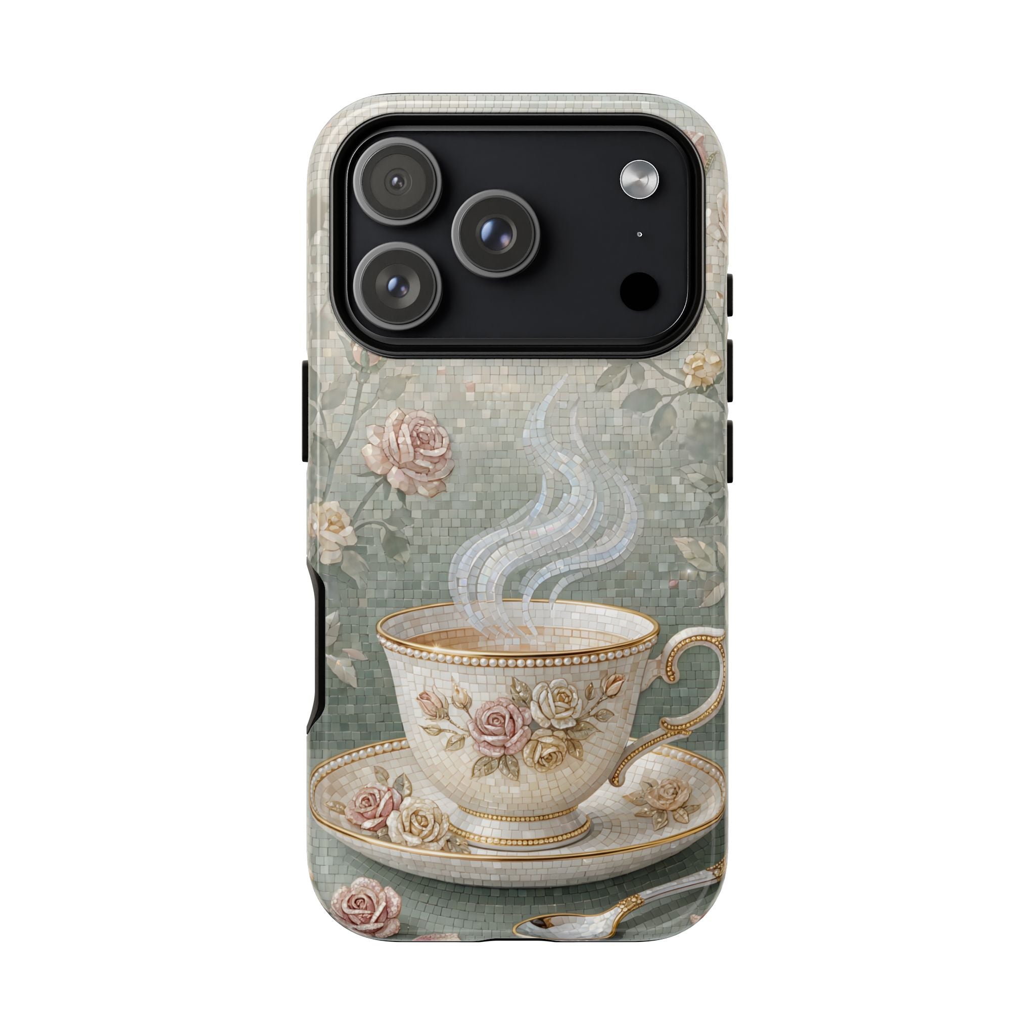 Vintage Floral Teacup iPhone Case — Elegant Romantic Smartphone Cover