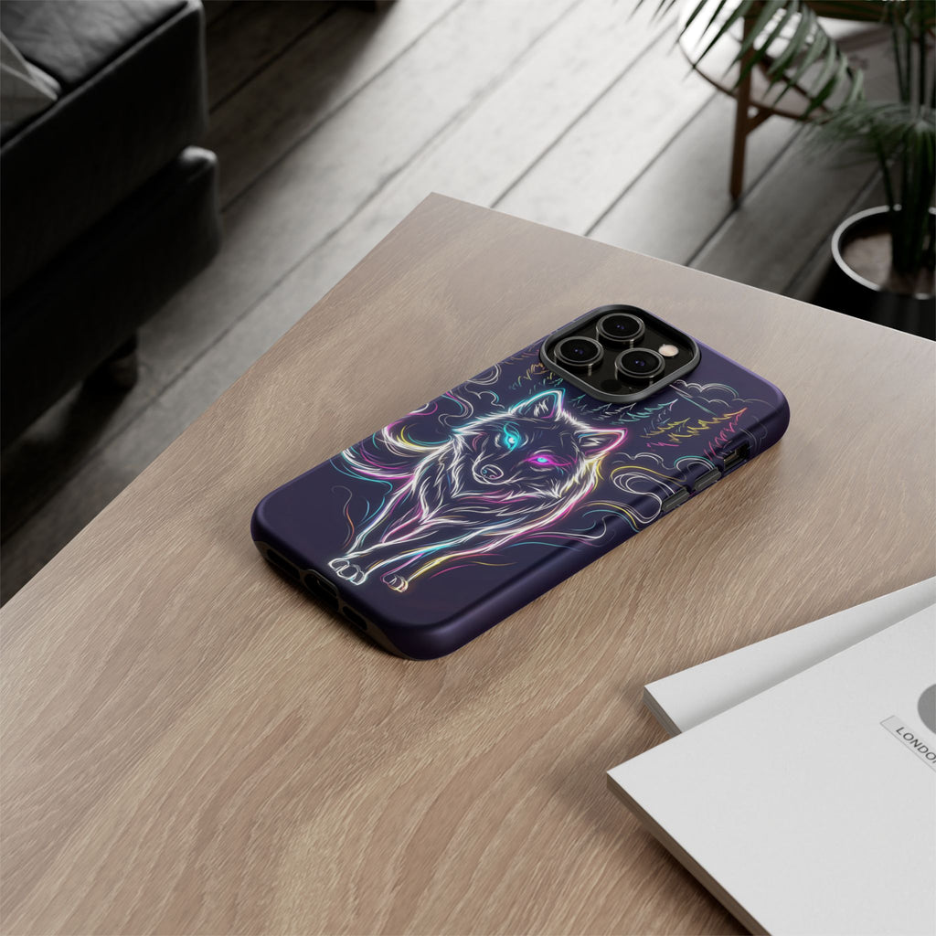 Neon Wolf iPhone Case | Mystic Glow Protective Tough Case