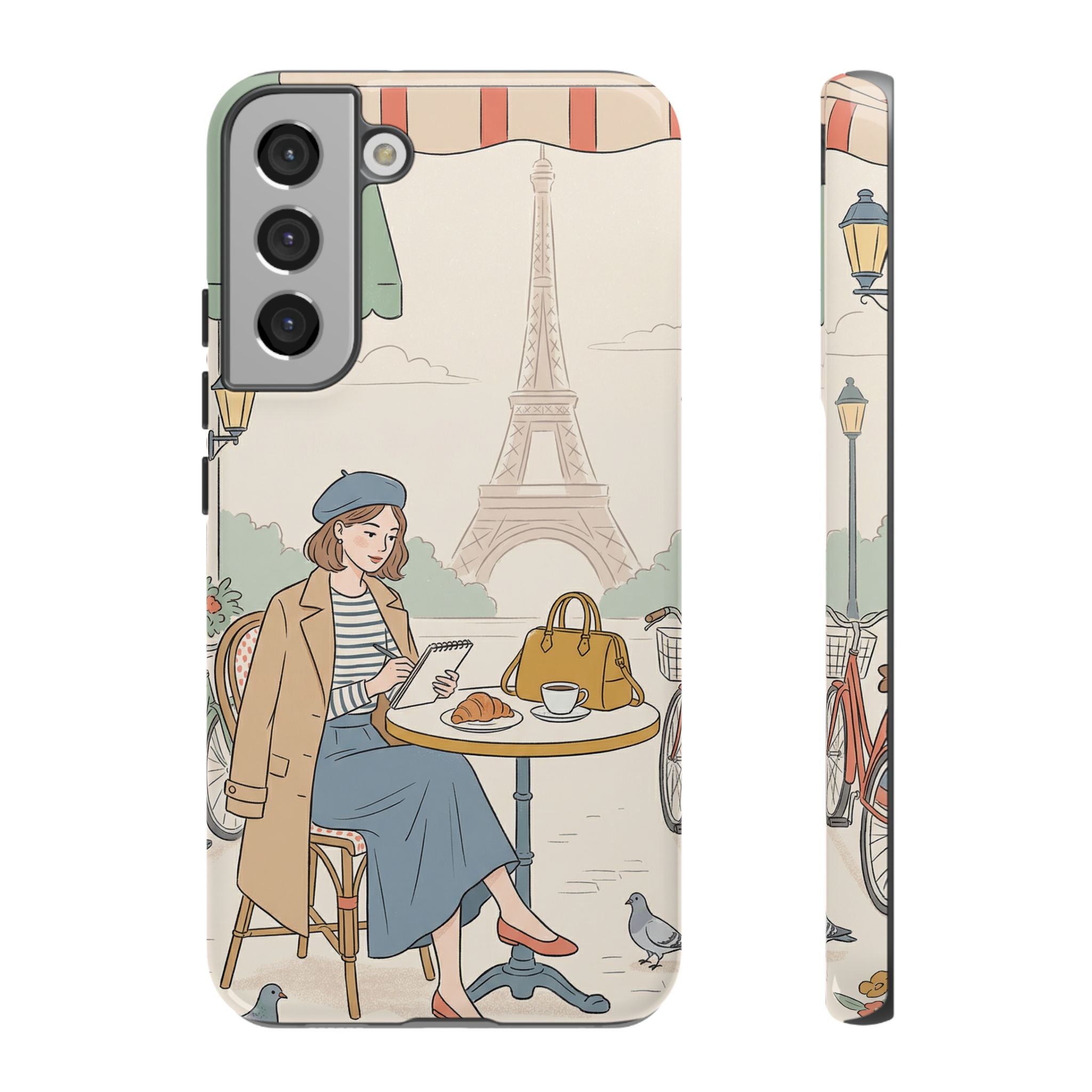 Paris Cafe Samsung Galaxy Phone Case | Cute Vintage Eiffel Tower Travel