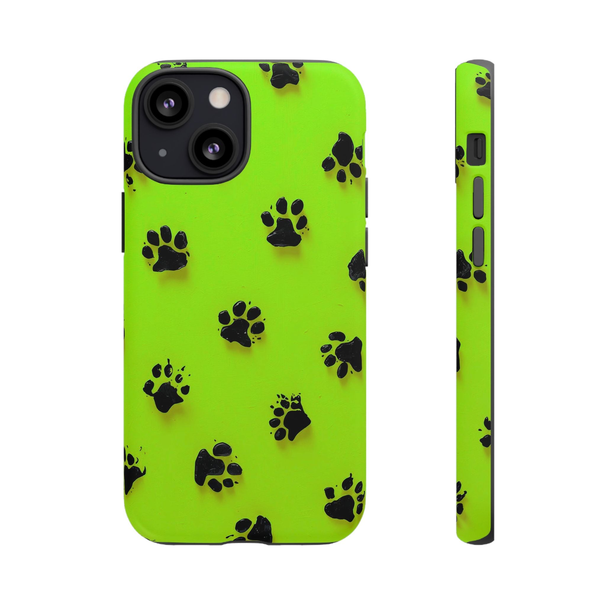 Neon Paw Print Tough Phone Case — Shockproof Pet Lover iPhone Cover