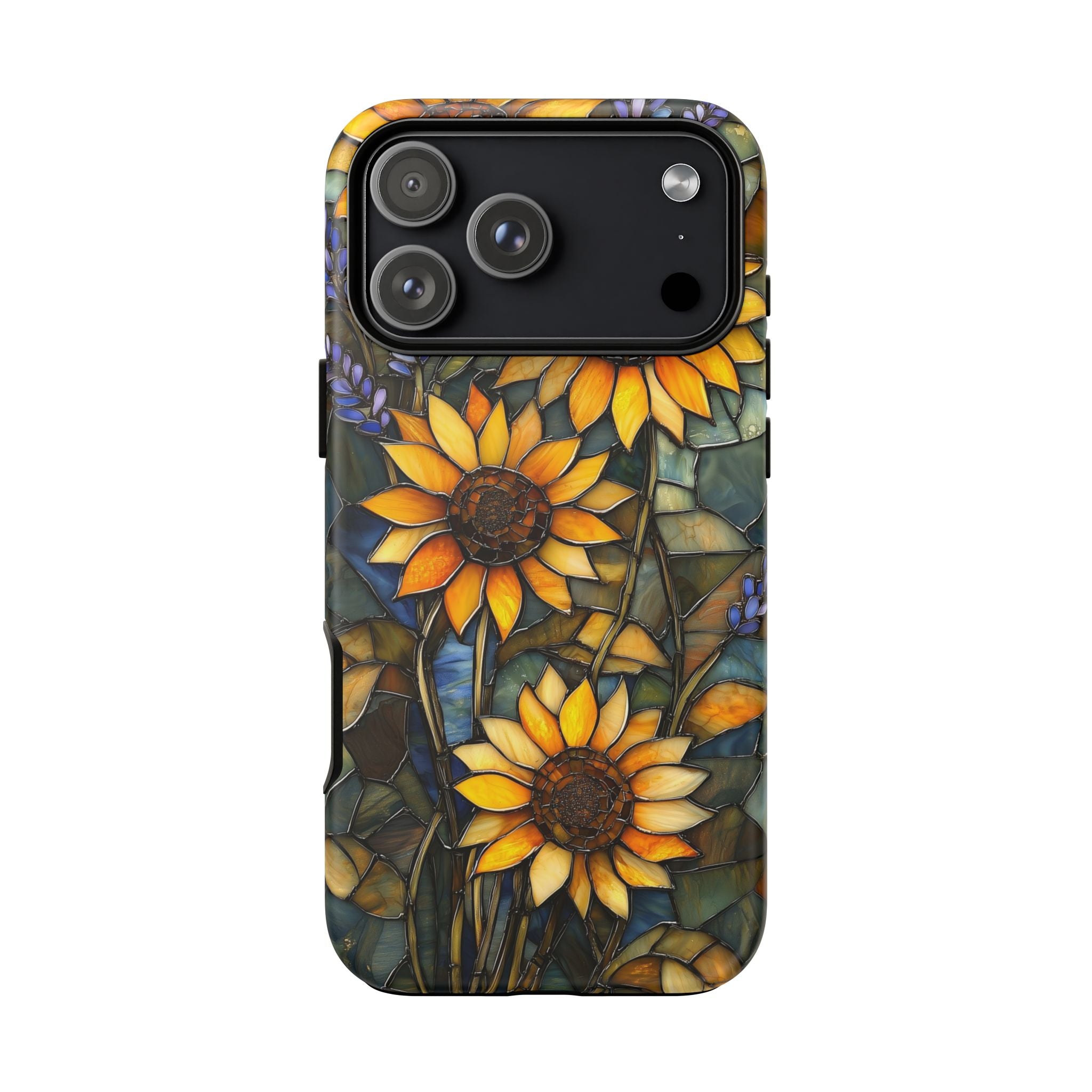 Sunflower Stained Glass Tough iPhone Case | Floral Protective Cover