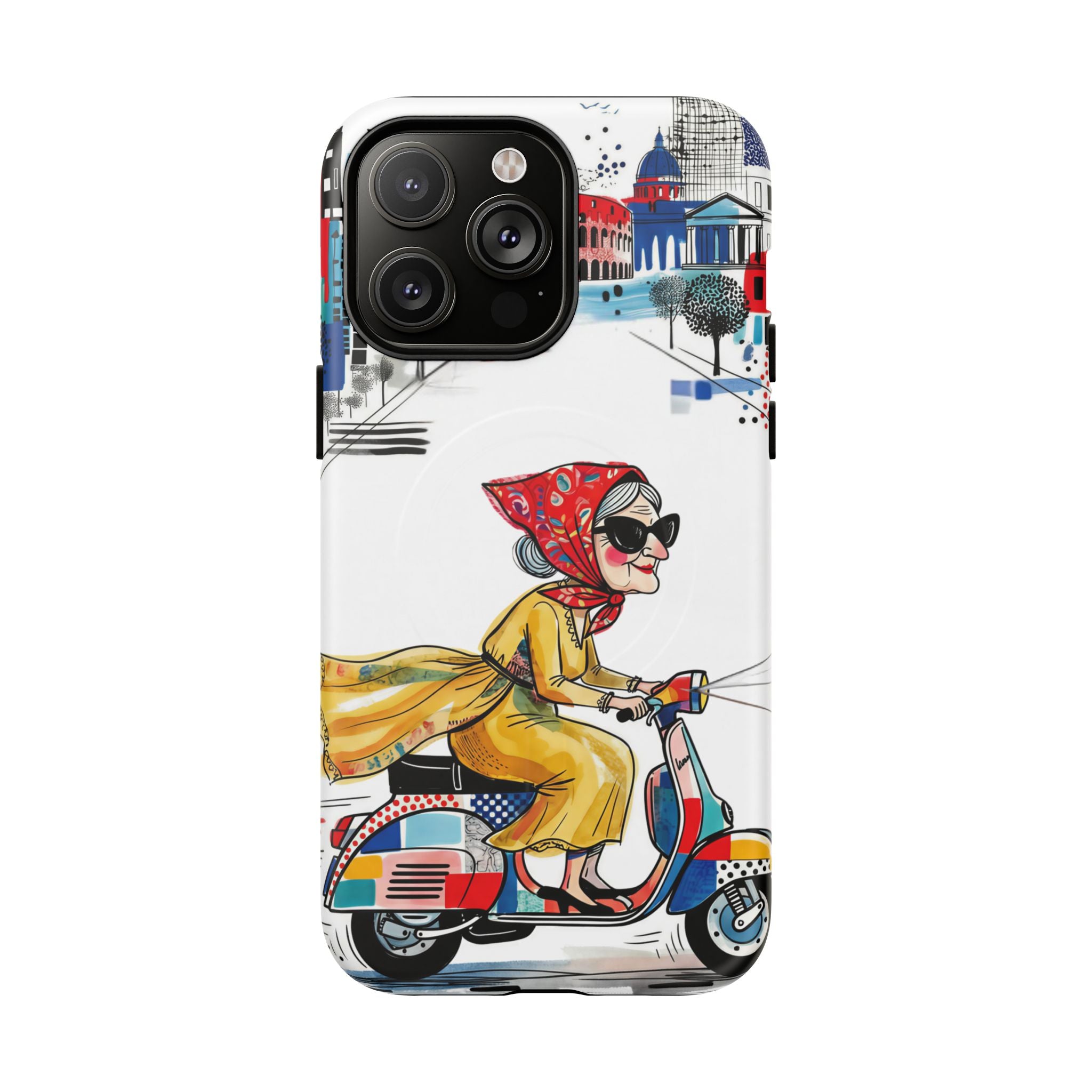 Vintage Vespa Granny MagSafe iPhone Case | Retro Scooter Travel iPhone Cover
