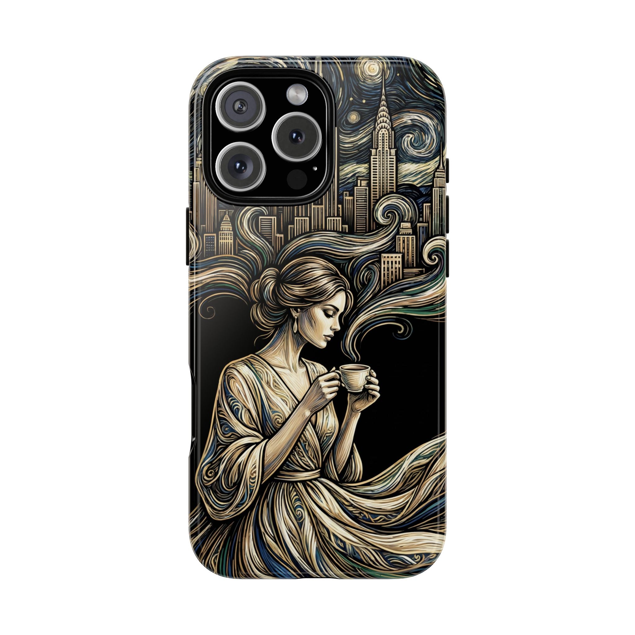 Vintage Cityscape Woman Tea Art iPhone Case