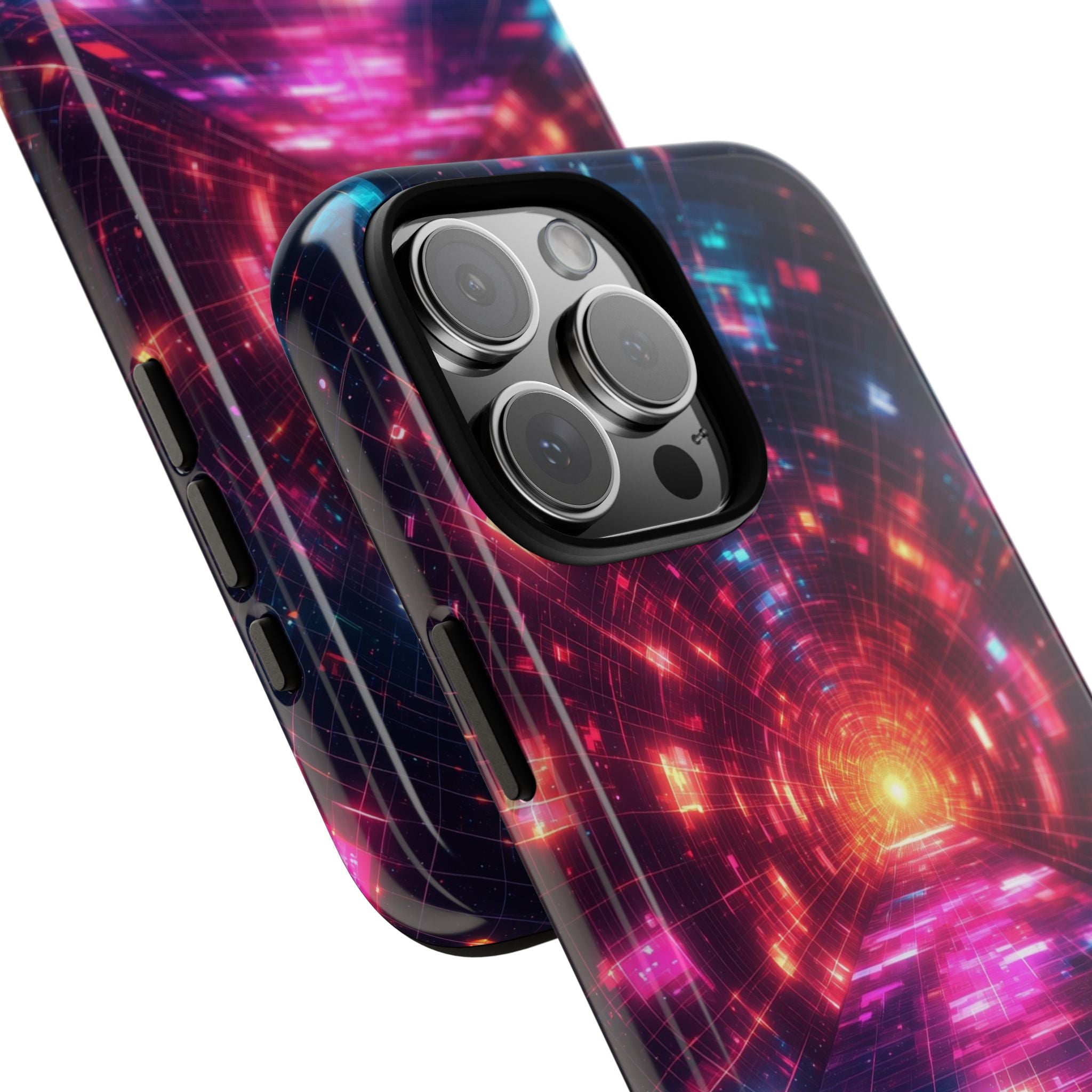 Neon Tunnel Tough iPhone Case — Retro Futuristic Galaxy Design