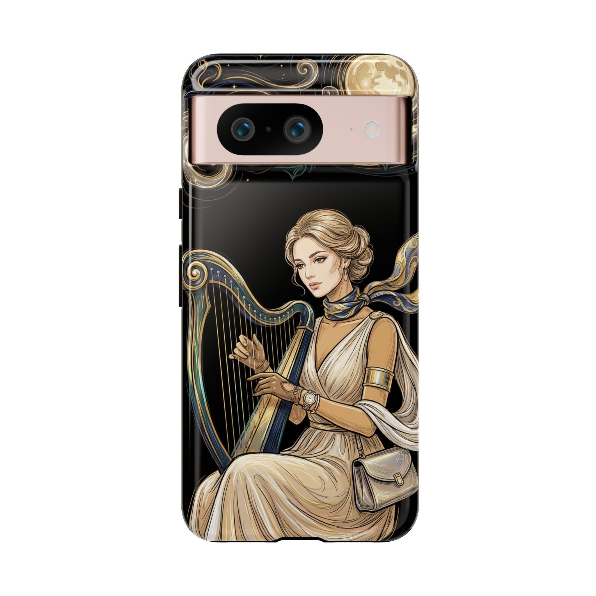 Moonlit Harp Google Pixel Phone Case | Vintage Goddess Musician Art