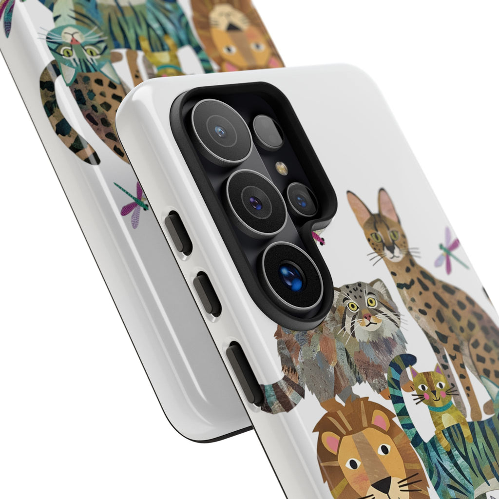 Cute Jungle Cats Samsung Galaxy Phone Case | Colorful Animal Safari Protective Case