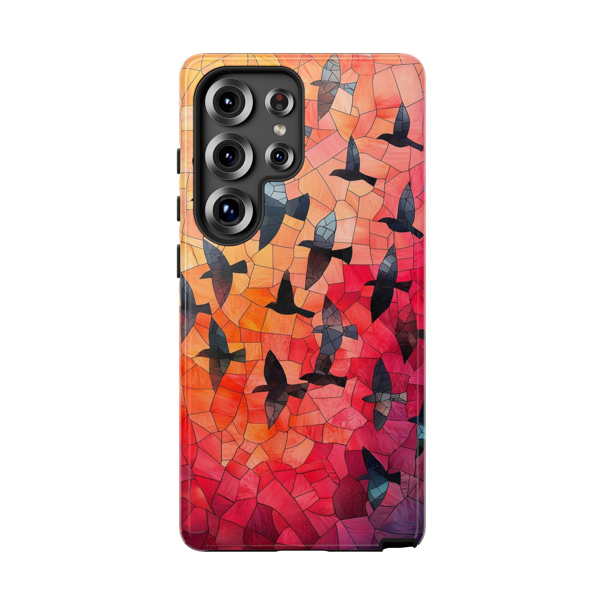 Stained Glass Mosaic Sunset Birds Samsung Galaxy Case