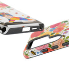 Floral Rainbow Cat Tough Samsung Galaxy Phone Case — Colorful Pilates Cat Design