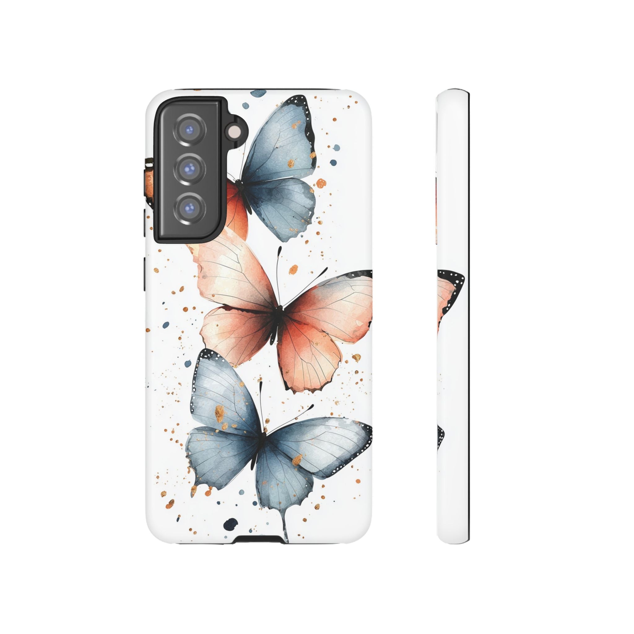 Watercolour Blue & Peach Butterfly Tough Samsung Galaxy Case