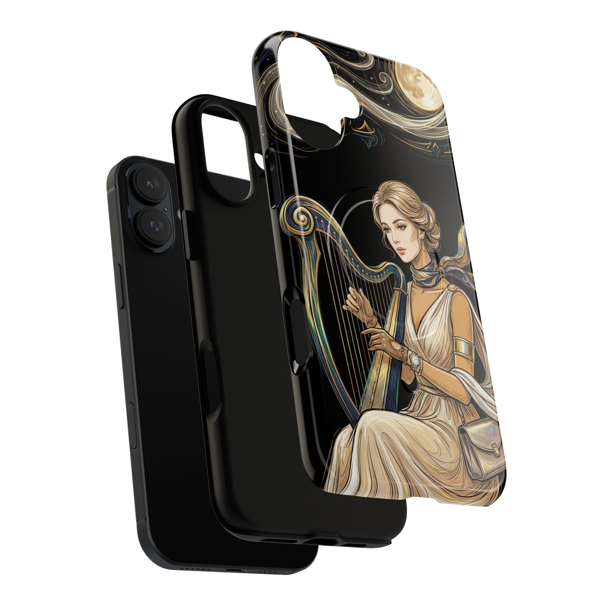 Moonlit Harp MagSafe iPhone Case | Vintage Goddess Musician Art