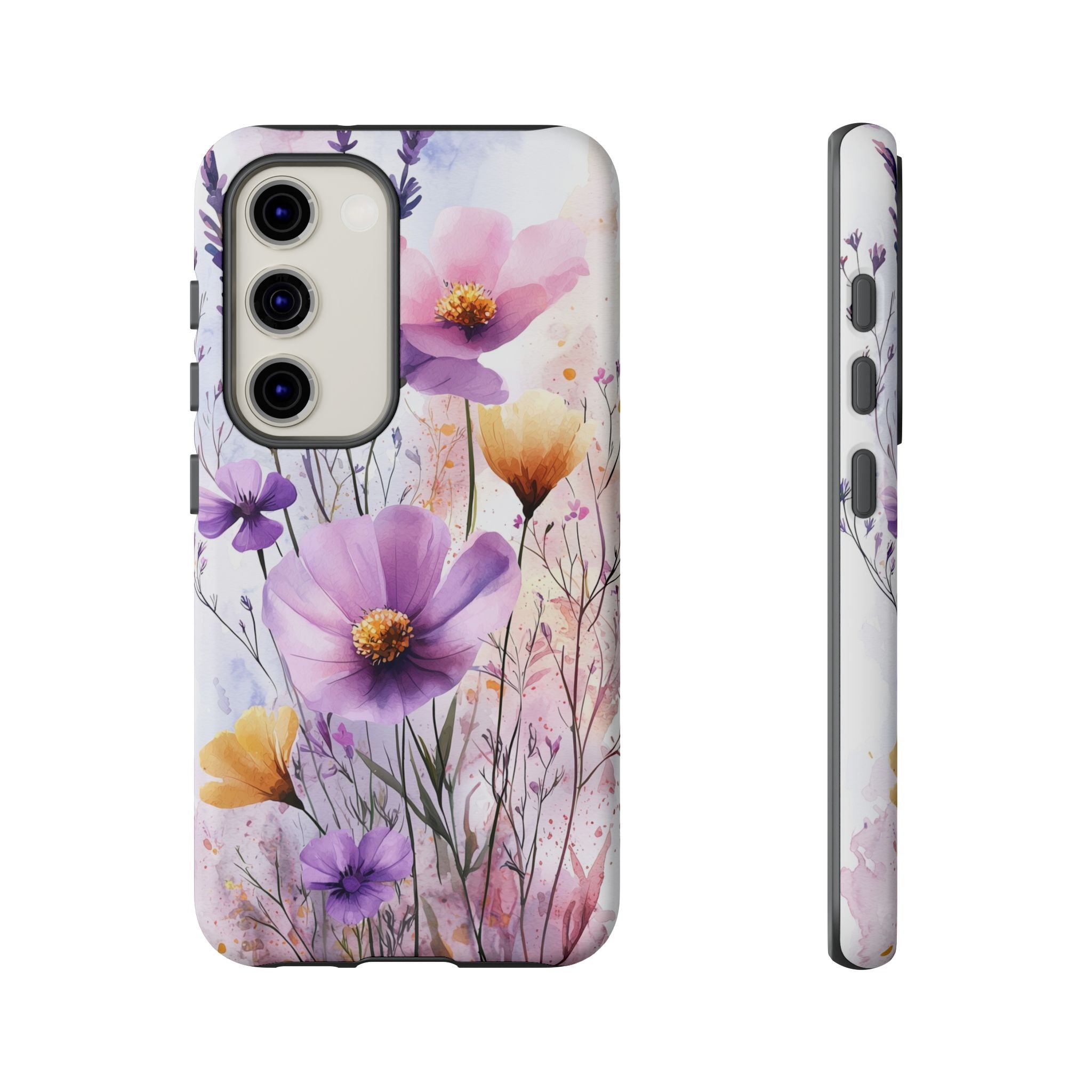 Floral Watercolour Tough Samsung Galaxy Case | Purple & Yellow Wildflowers