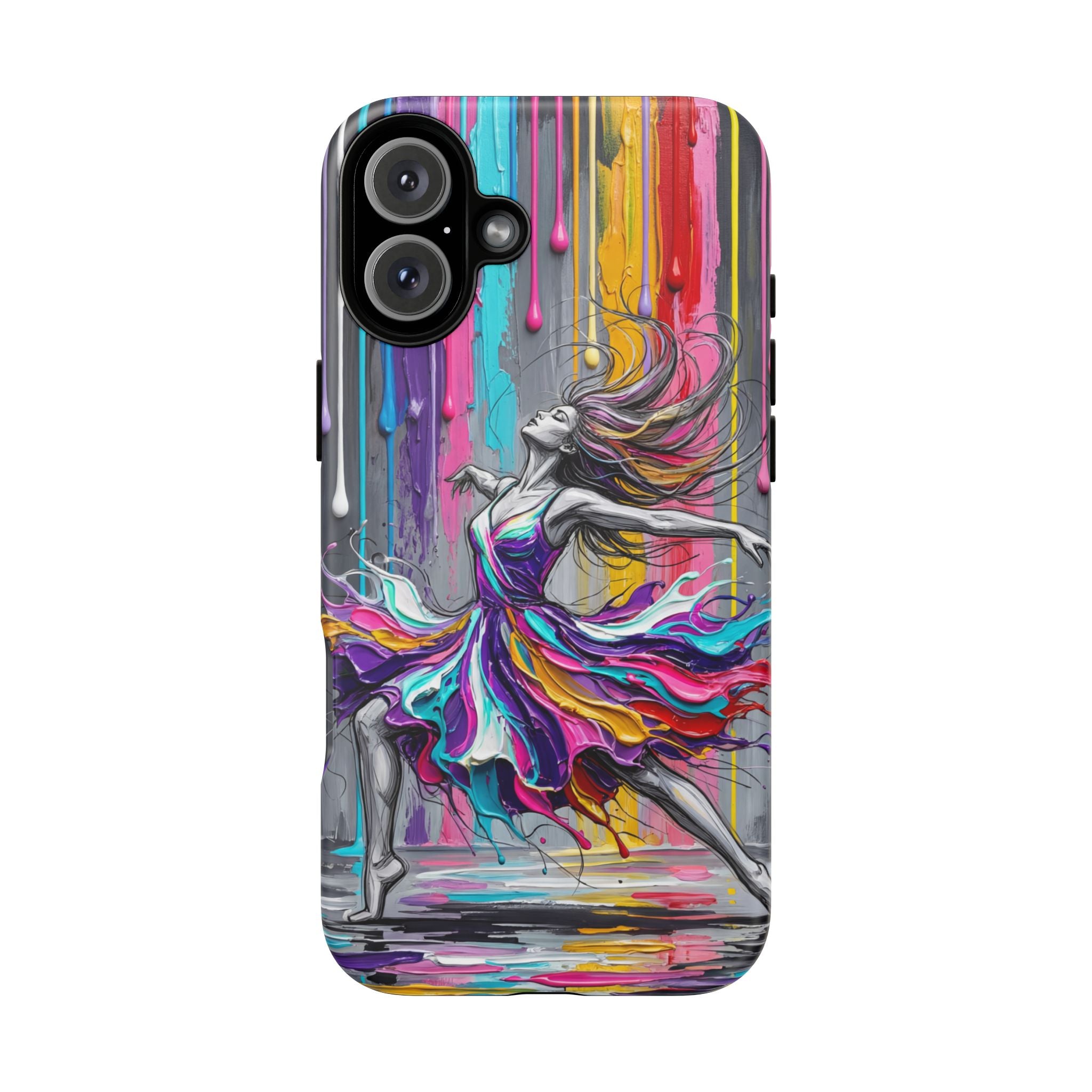 Colorful Dancer Tough iPhone Case | Vibrant Drip Art Protective Cover