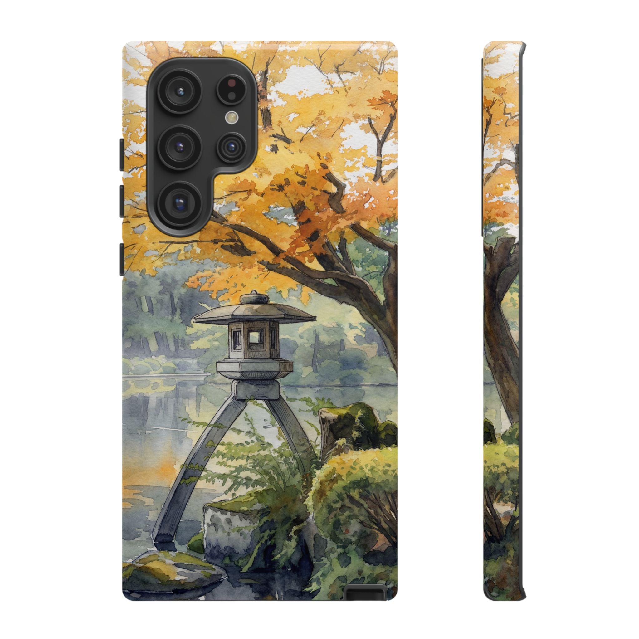 Autumn Japanese Garden Samsung Galaxy Phone Case | Scenic Lantern Fall