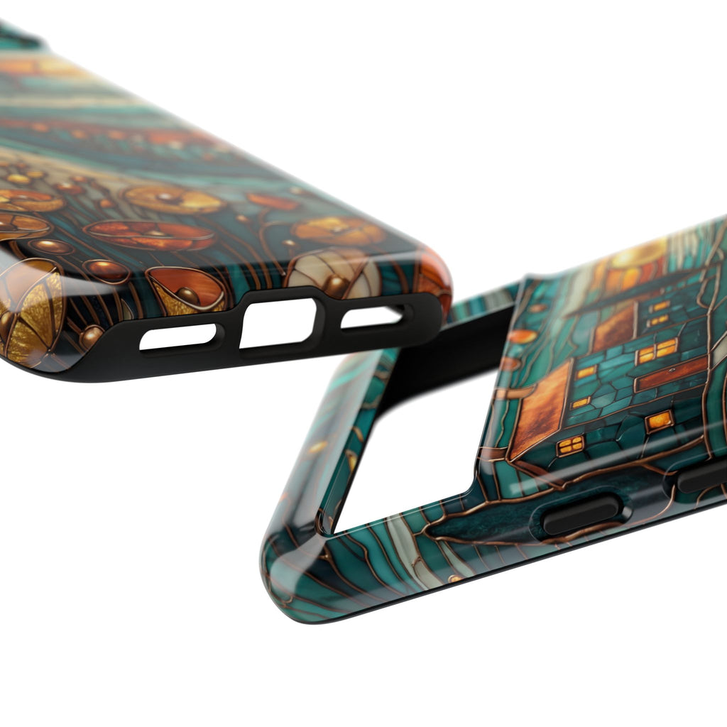Artistic Sunset Cottage Google Pixel Case | Whimsical Floral Landscape Protective Cover