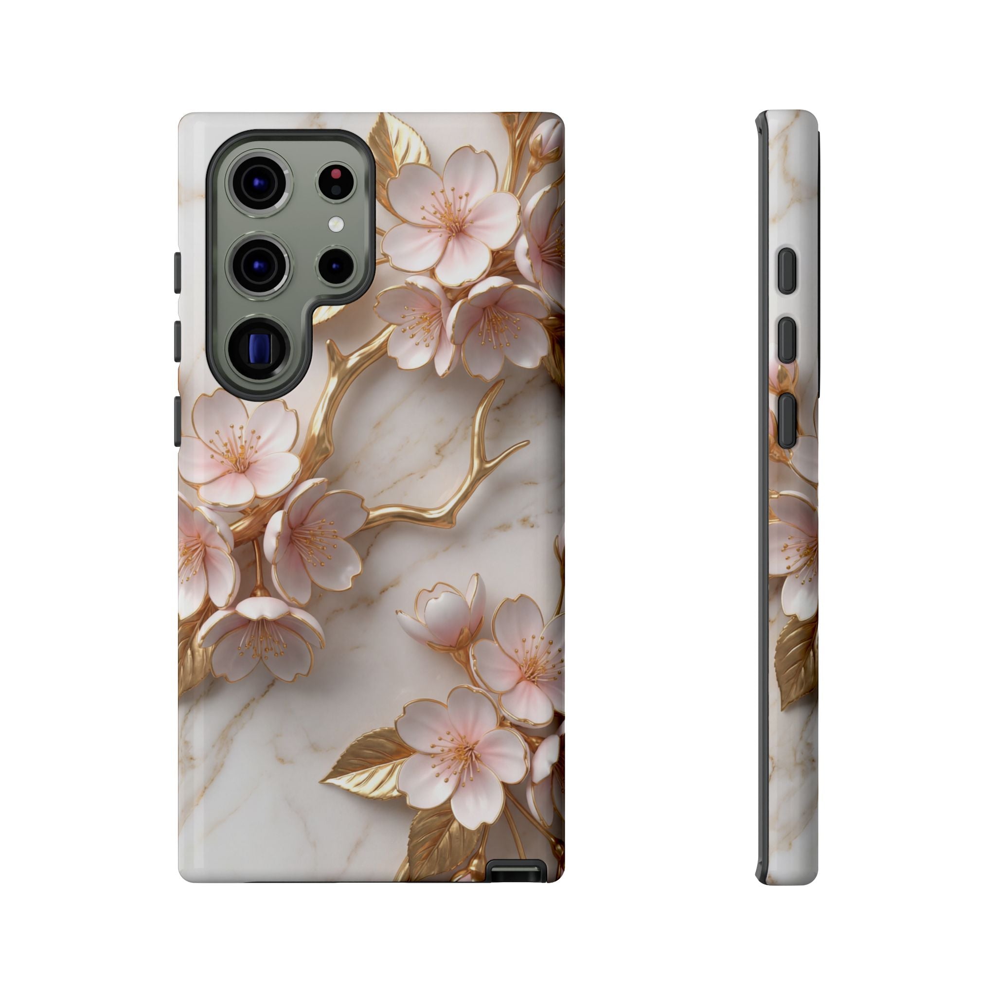 Floral Marble Samsung Galaxy Case — Sakura Gold Cherry Blossom Tough Case
