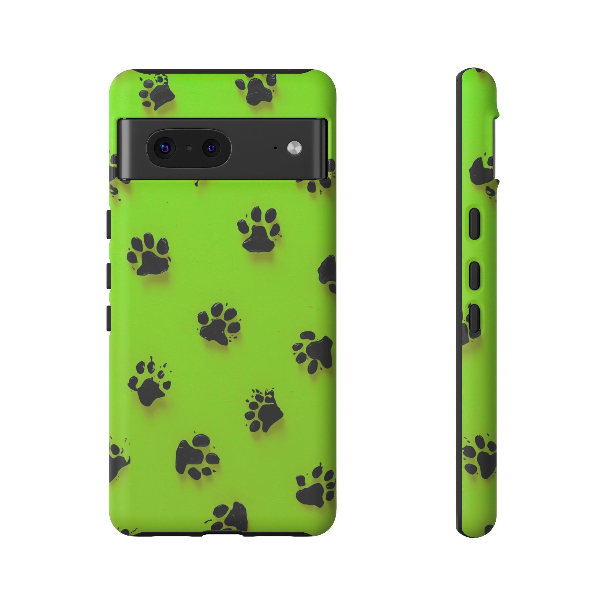 Neon Paw Print Tough Google Pixel Case — Shockproof Pet Lover iPhone Cover