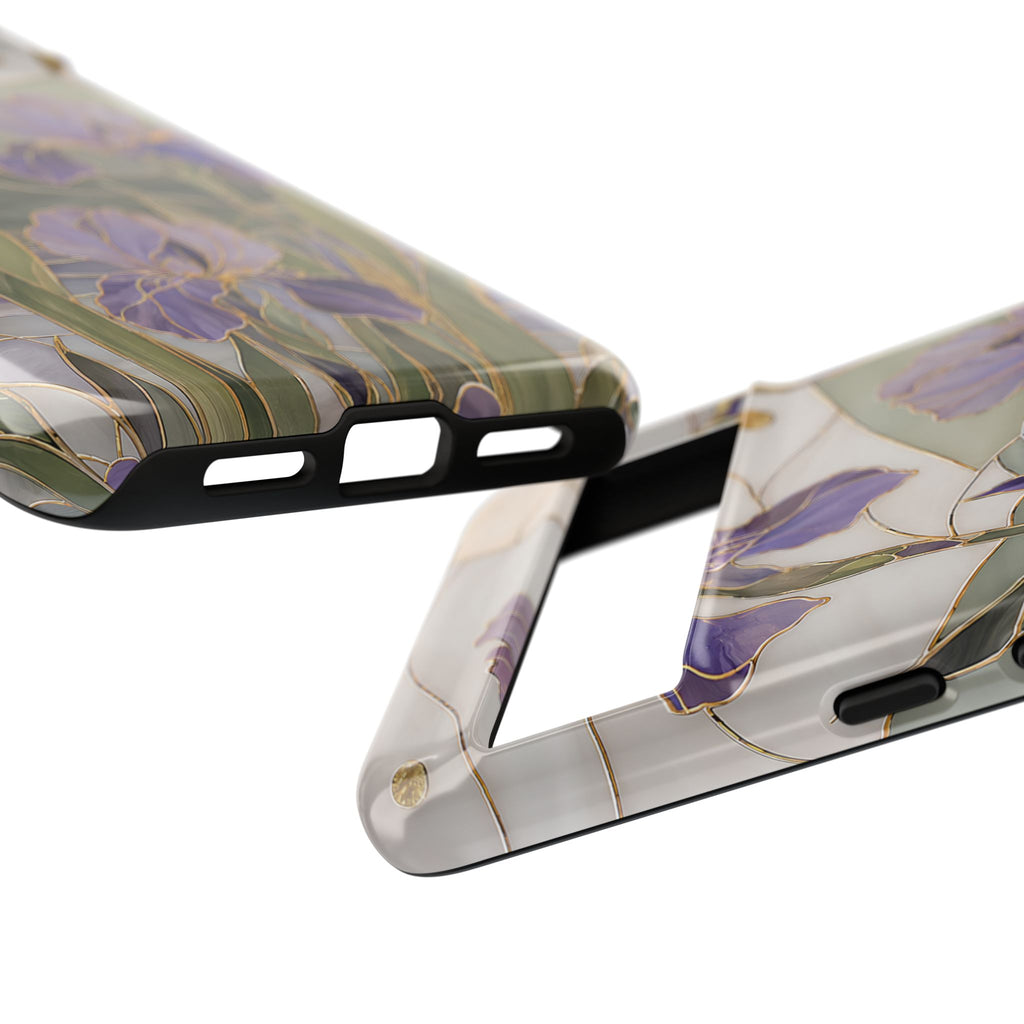 Stained Glass Iris Google Pixel Phone Case | Purple Floral Phone Case