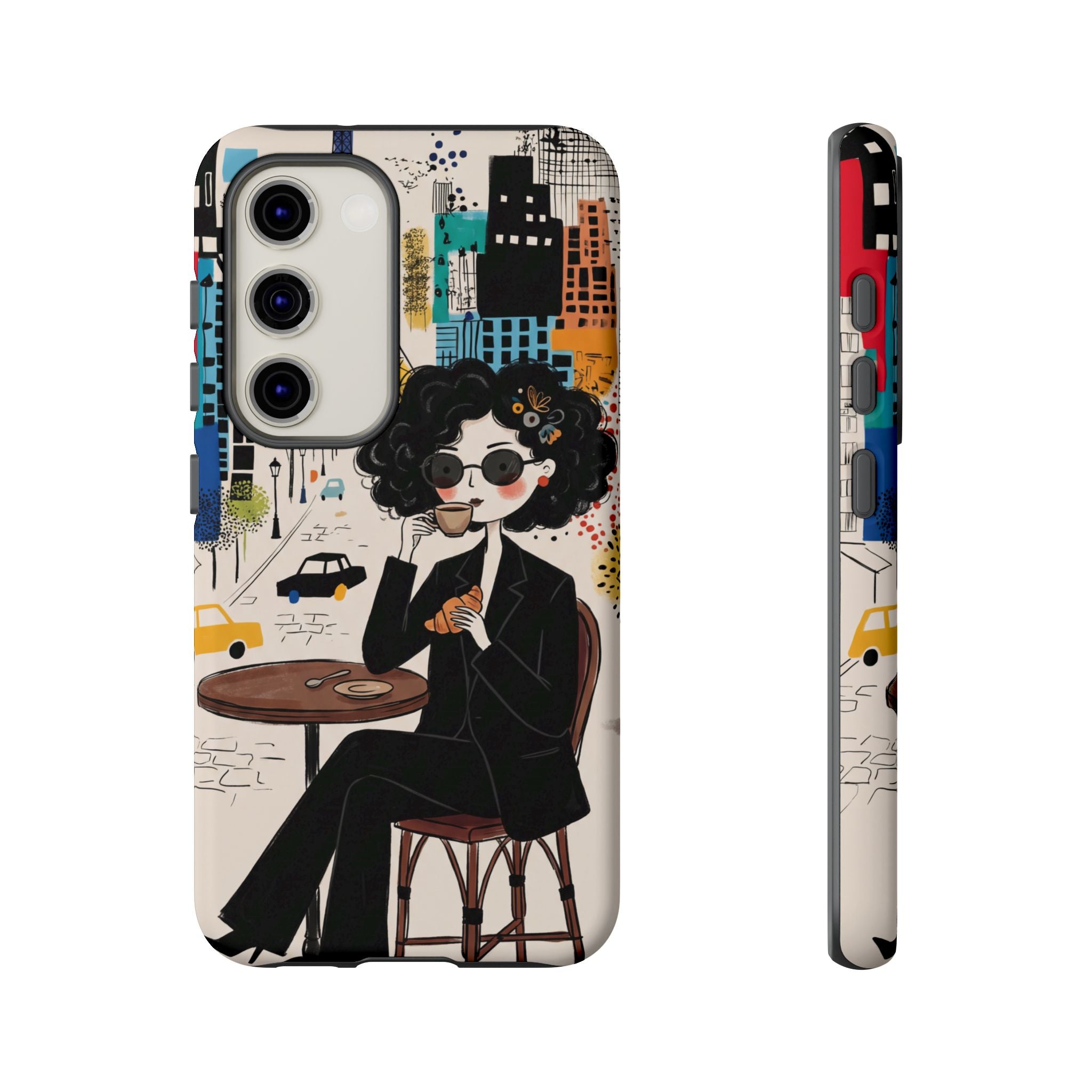 Paris Cafe Chic Samsung Galaxy Phone Case | Stylish Woman Illustration iPhone Cover