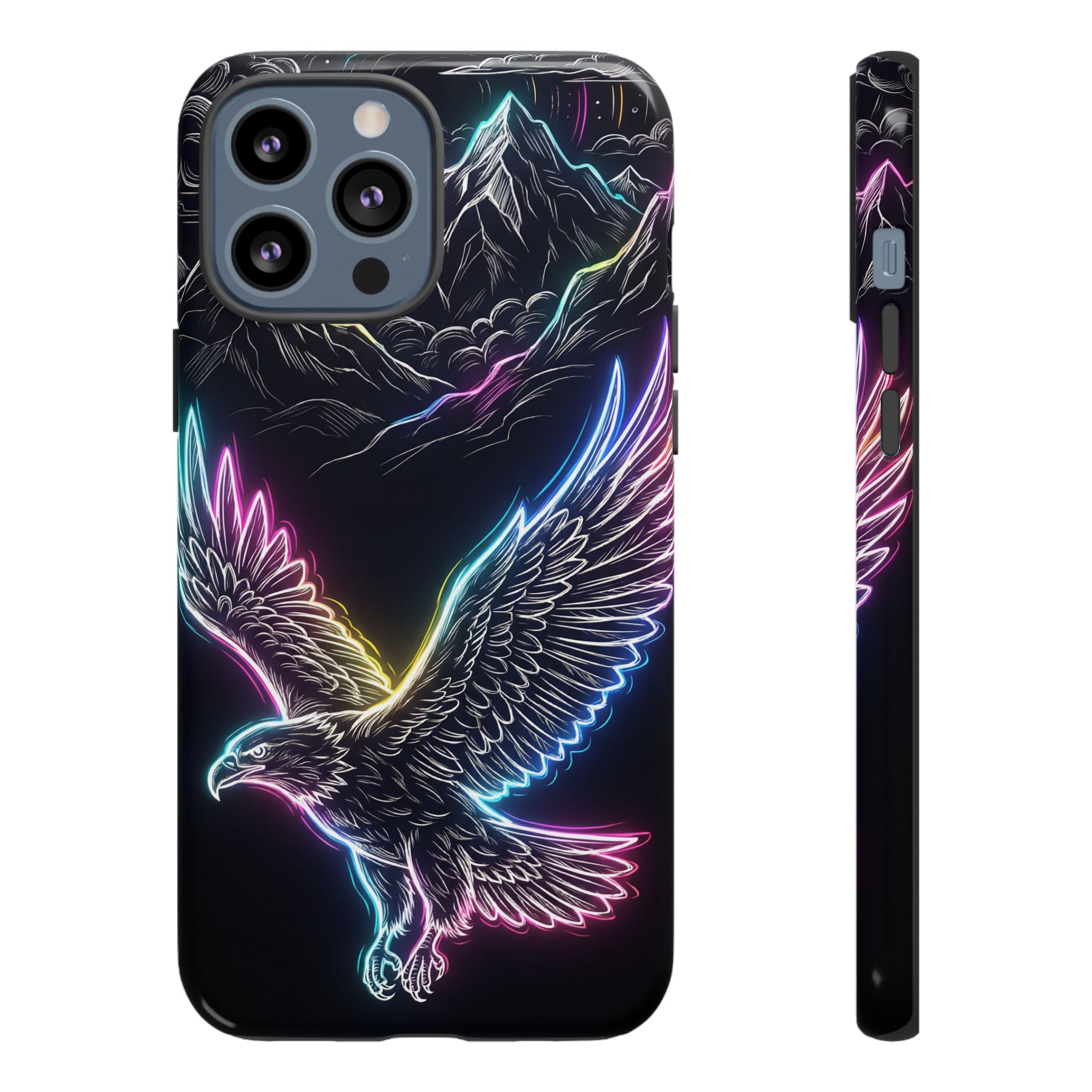Neon Eagle iPhone Case with Mountain Design